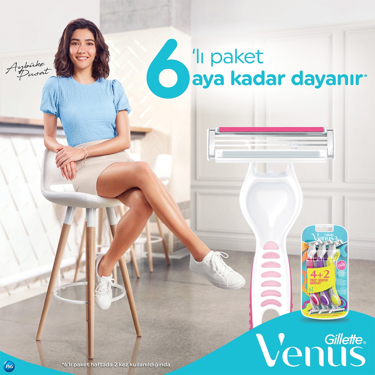  GILLETTE VENUS GILLETTE VENUS Gillette Venus Renkli Kullan At Tıraş Bıçağı 3 Bıçaklı 4+2 Adet  1 of 6 