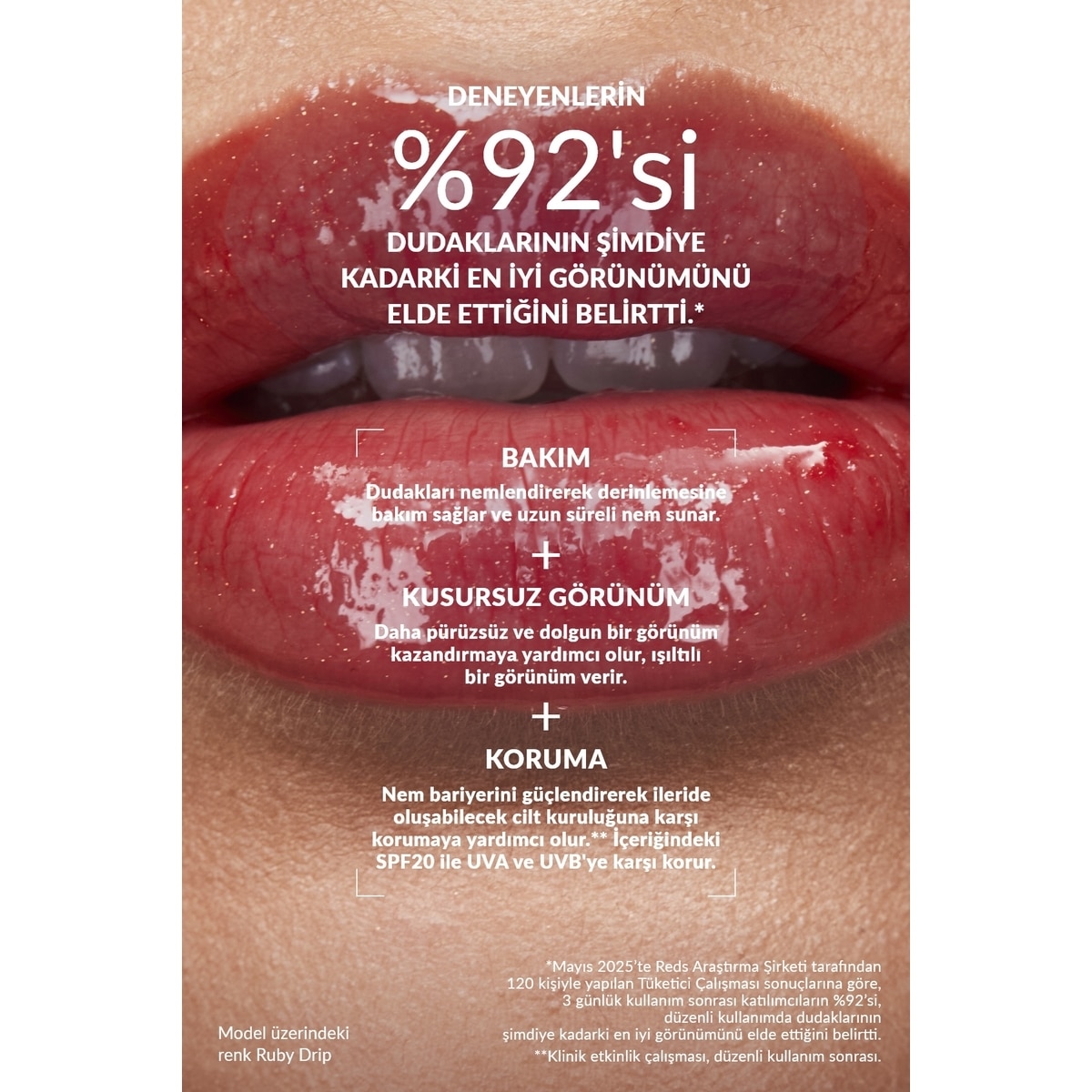  AVON AVON Avon Make Up + Care Peptit İçeren Serum Gloss Dudak Parlatıcısı Ruby Drip  1 of 7 