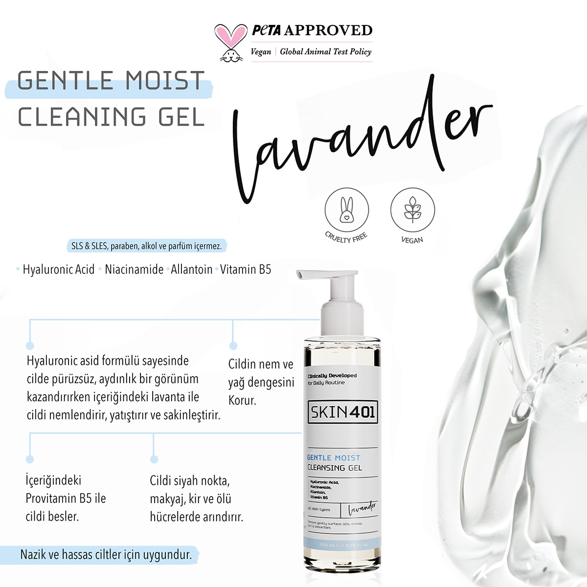 SKIN401 SKIN401 Skin401 Nemlendirici Yüz Temizleme Jeli 200 ml 1 of 4