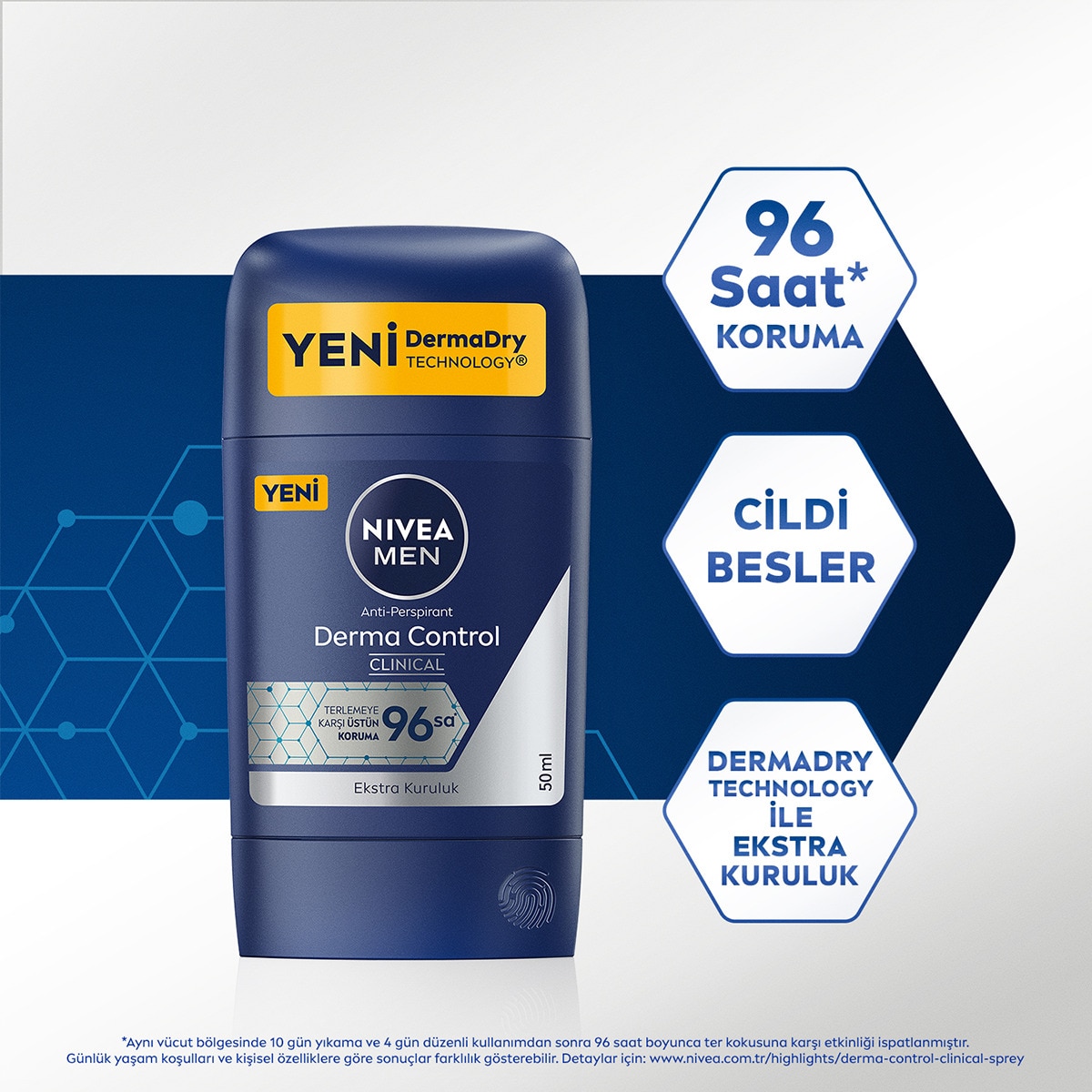  NIVEA DEO NIVEA DEO Nivea Men Erkek Stick Deodorant Derma Control Clinical 50 ml 96 saat Üstün Koruma  1 of 6 
