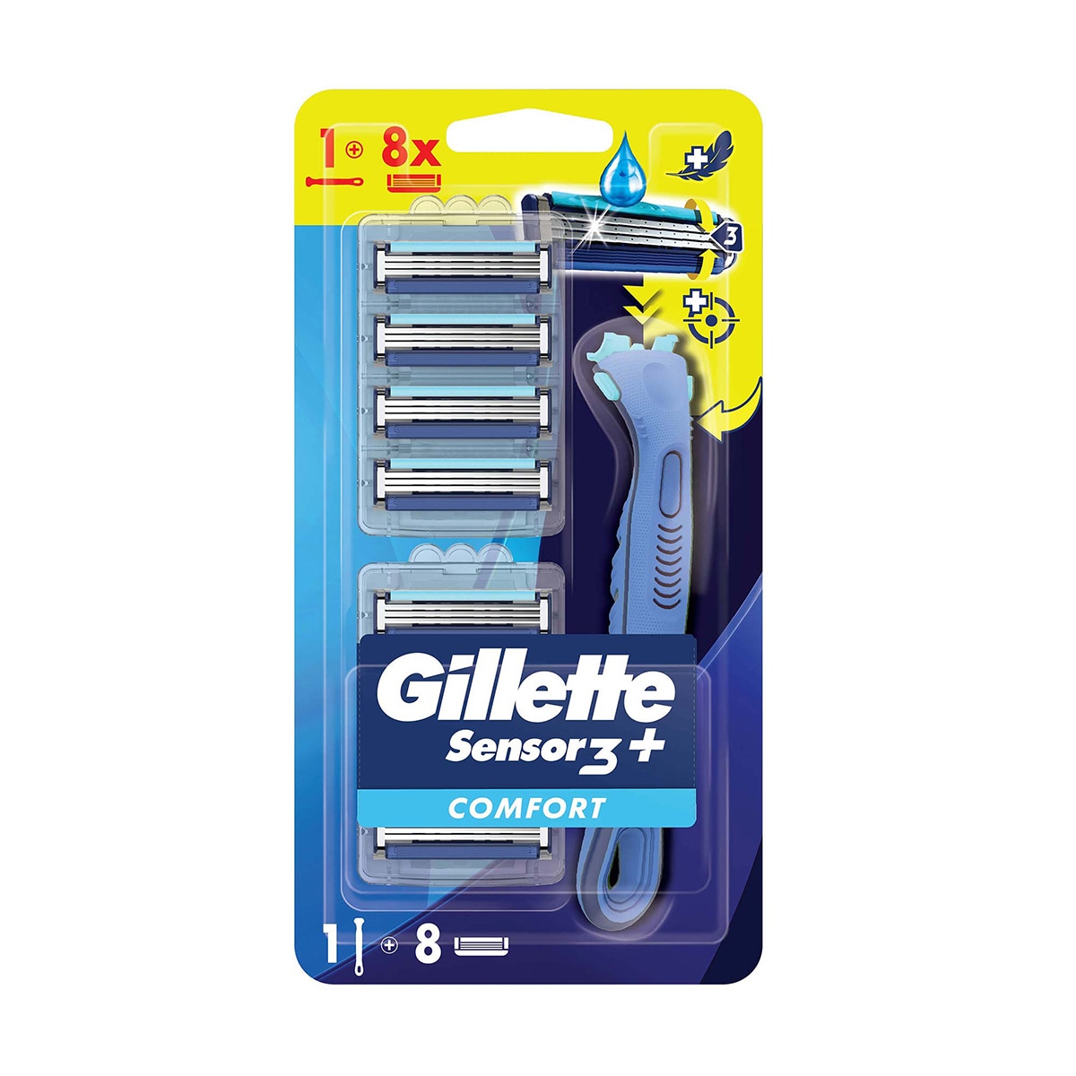  GILLETTE GILLETTE Gillette Sensor3+ Comfort 8'li Yedek Bıçağı Başlıklı Tıraş Makinesi  1 of 5 