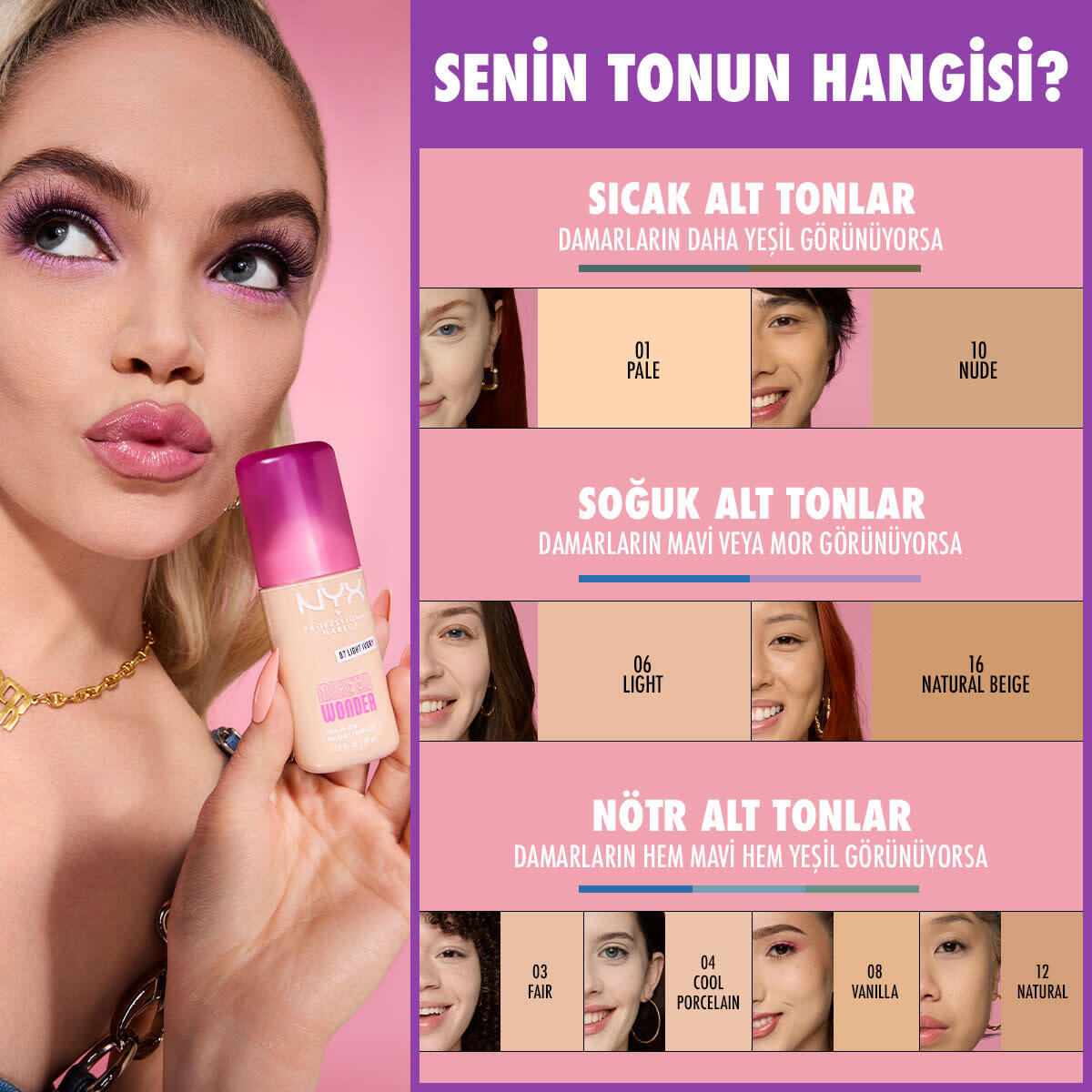 NYX NYX Nyx Professional Makeup Make em Wonder Fondöten 01 Pale 1 of 10