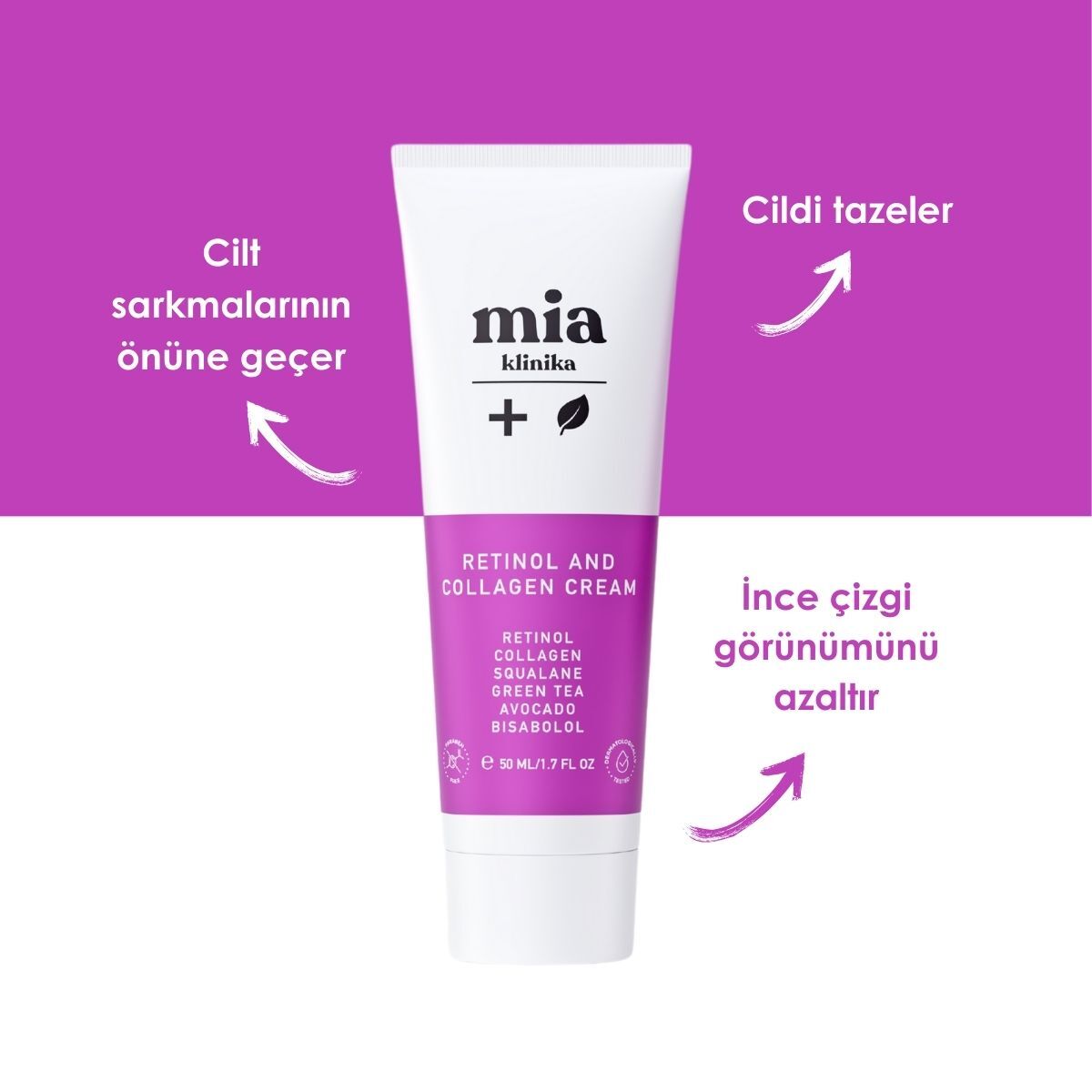  MIA KLINIKA MIA KLINIKA Mia Klinika Retinol ve Kolajen İçeren Yaşlanma Karşıtı Krem 50 ml  1 of 4 