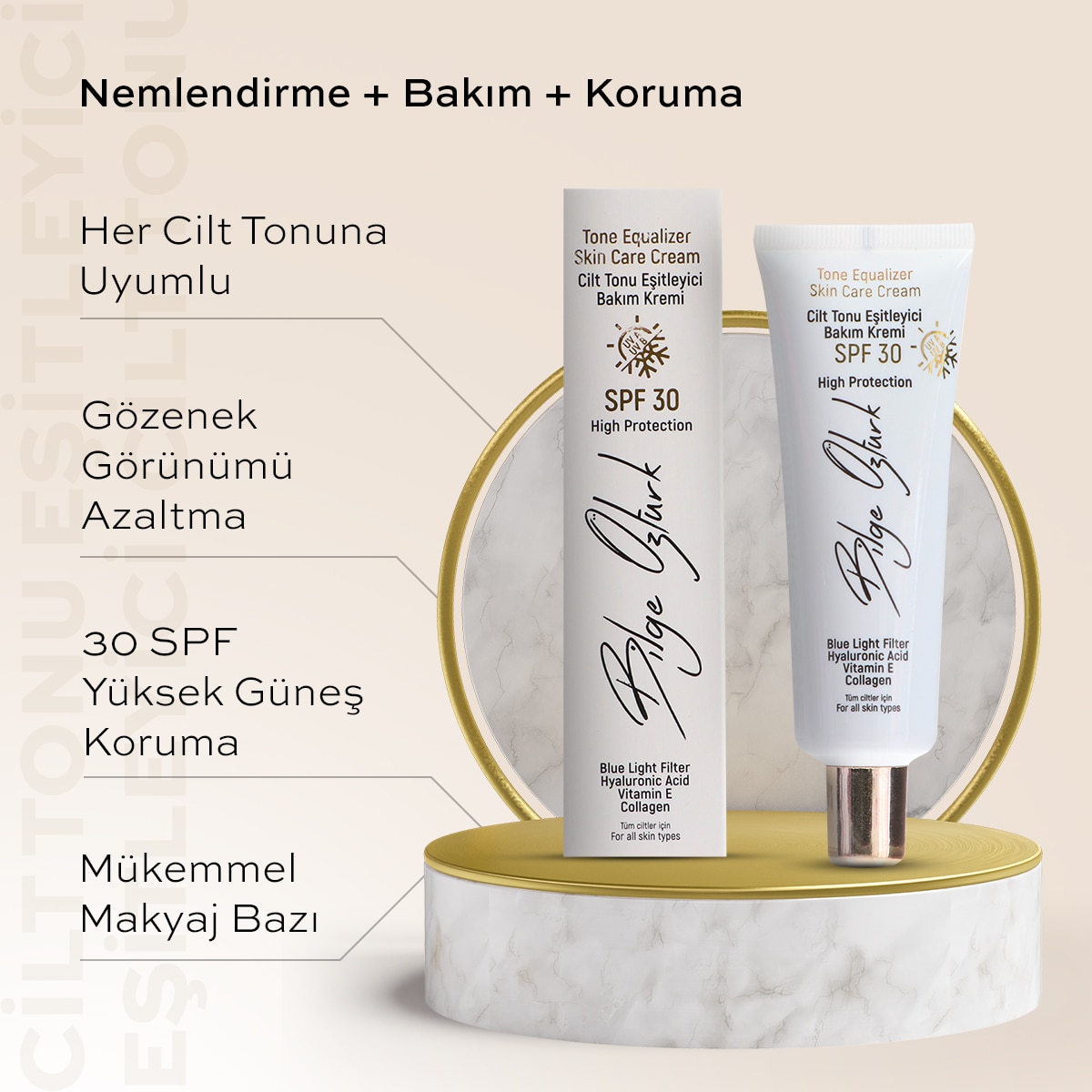 BİLGE ÖZTÜRK BİLGE ÖZTÜRK Bilge Öztürk Ton Eşitleyici Yüz Bakım Kremi SPF30 50 ml 1 of 4