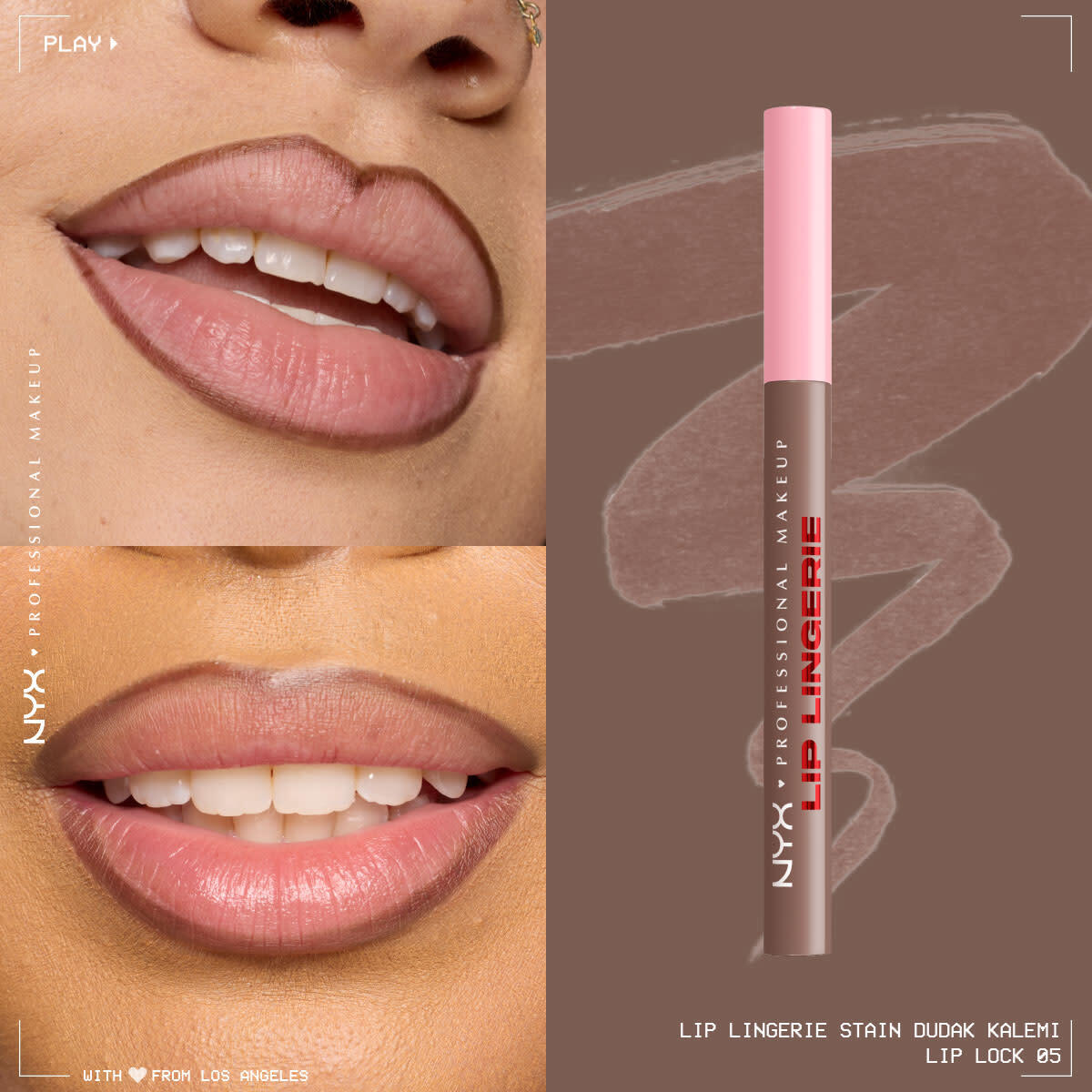  NYX NYX Nyx Professional Makeup Lip Lingerie Stain Dudak Kalemi 05 Lip Lock  1 of 10 