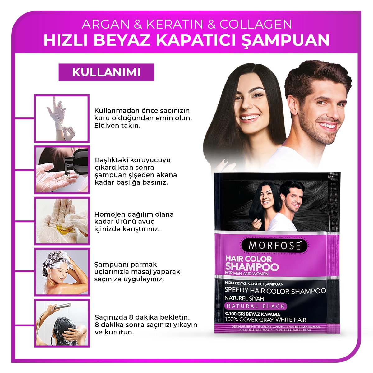 MORFOSE MORFOSE EXC. Morfose Color Şampuan Siyah 10'lu 1 of 5