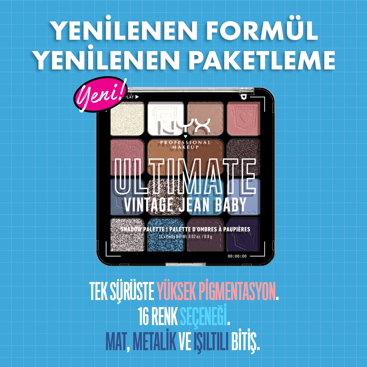  NYX NYX Nyx Professional Makeup Ultimate Shadow Palette Vintage Jean Baby Göz Farı Paleti  1 of 7 