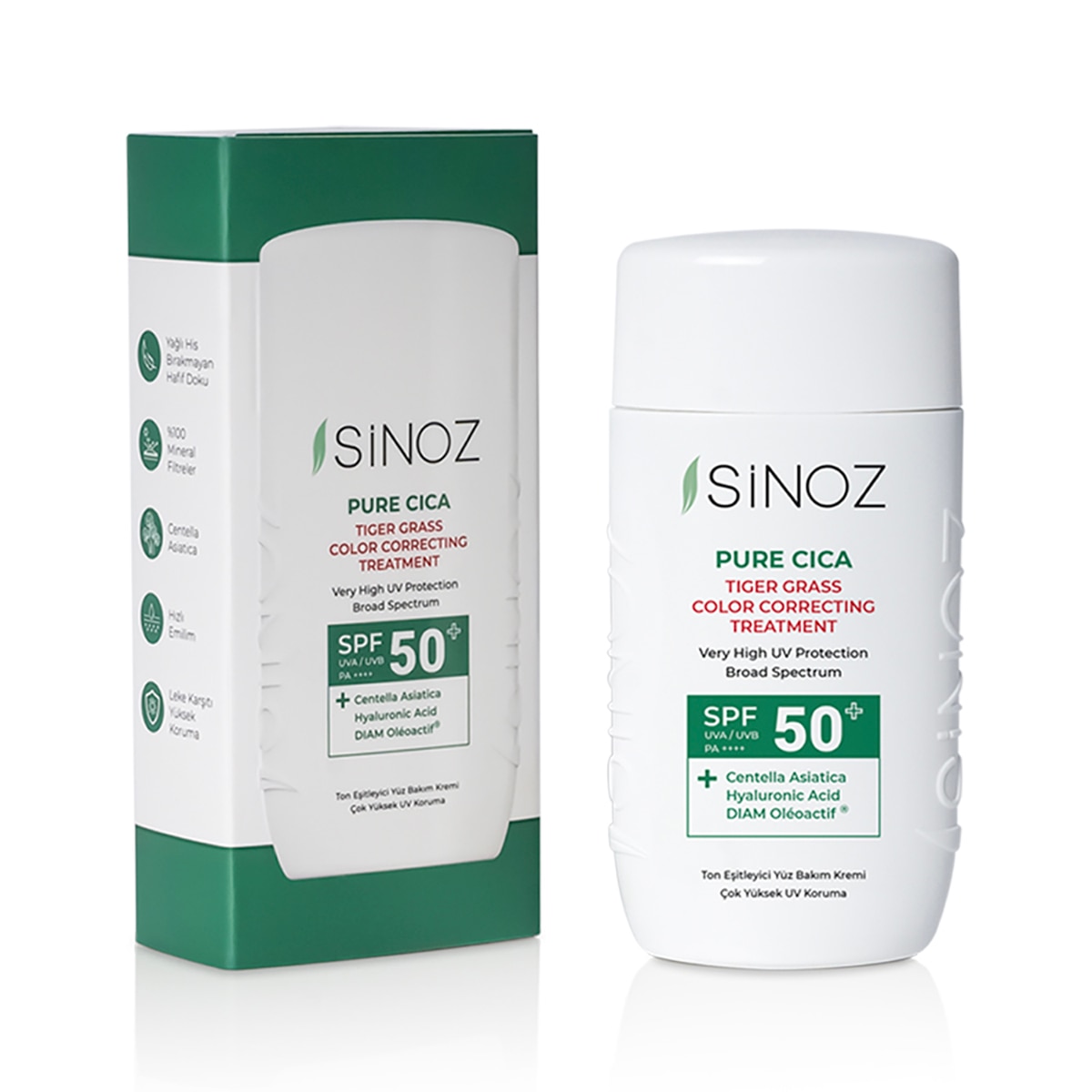 SİNOZ SINOZ Sinoz Cica Ton Eşitleyici Yüz Güneş Koruyucu Losyon SPF50+ 50 ml 1 of 8