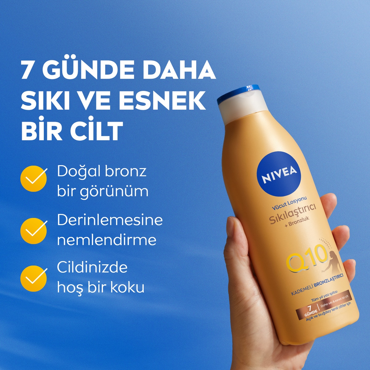 NIVEA NIVEA BODY Nivea Q10 7 Günde Sıkılaştırıcı Bronzlaştırıcı Vücut Bakım Losyonu 400 ml Nemlendirici 1 of 7