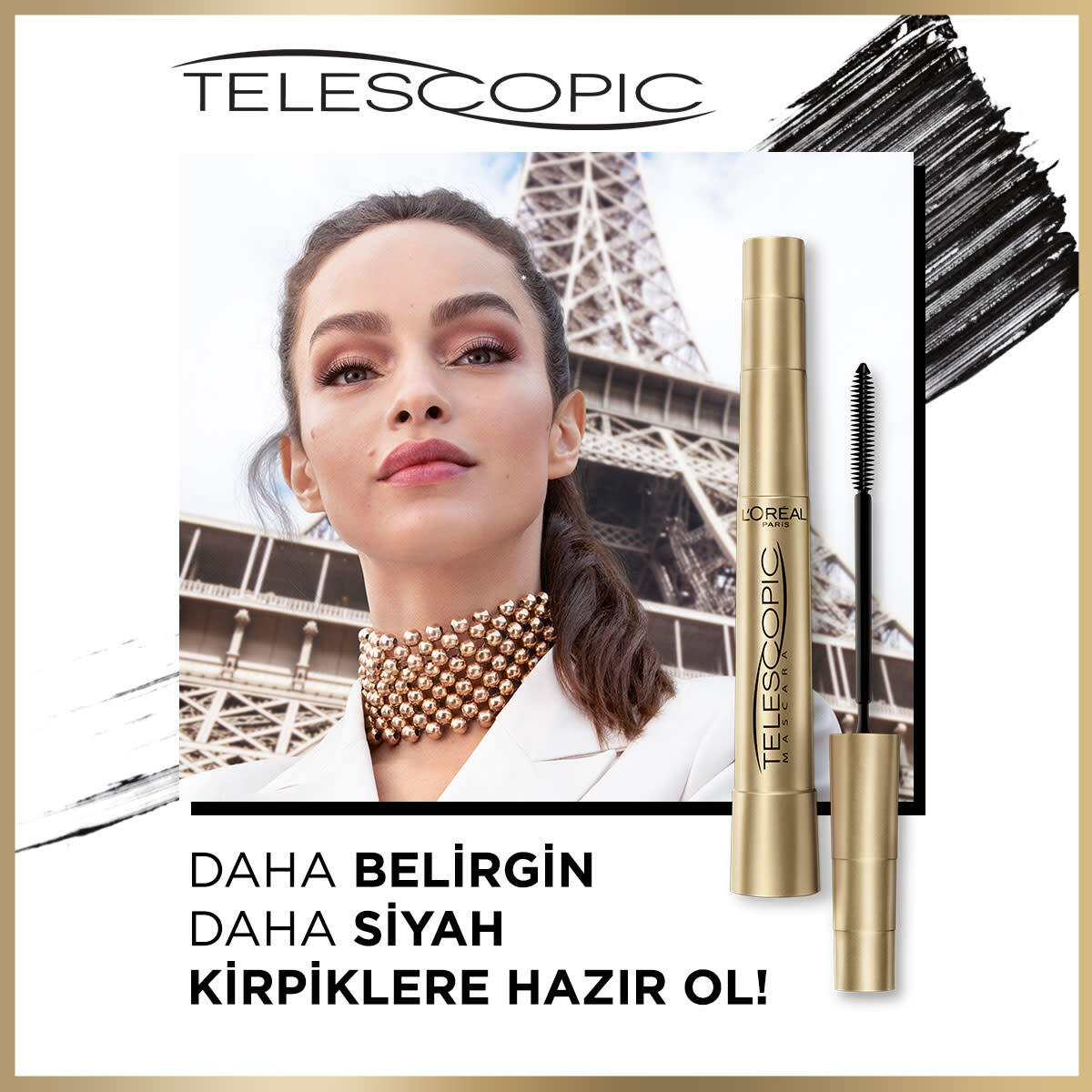  LOREAL PARIS LOREAL PARIS L'Oreal Paris Telescopic Suya Dayanıklı Maskara Siyah  1 of 9 