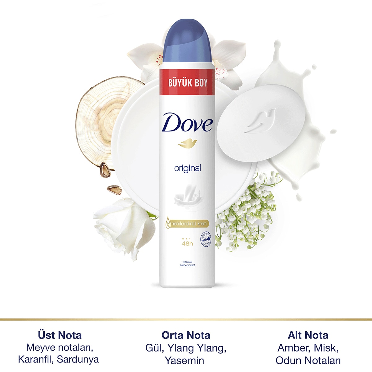DOVE DOVE Dove Kadın Sprey Deodorant 1/4 Nemlendirici Krem Original Büyük Boy 200 ml 1 of 10