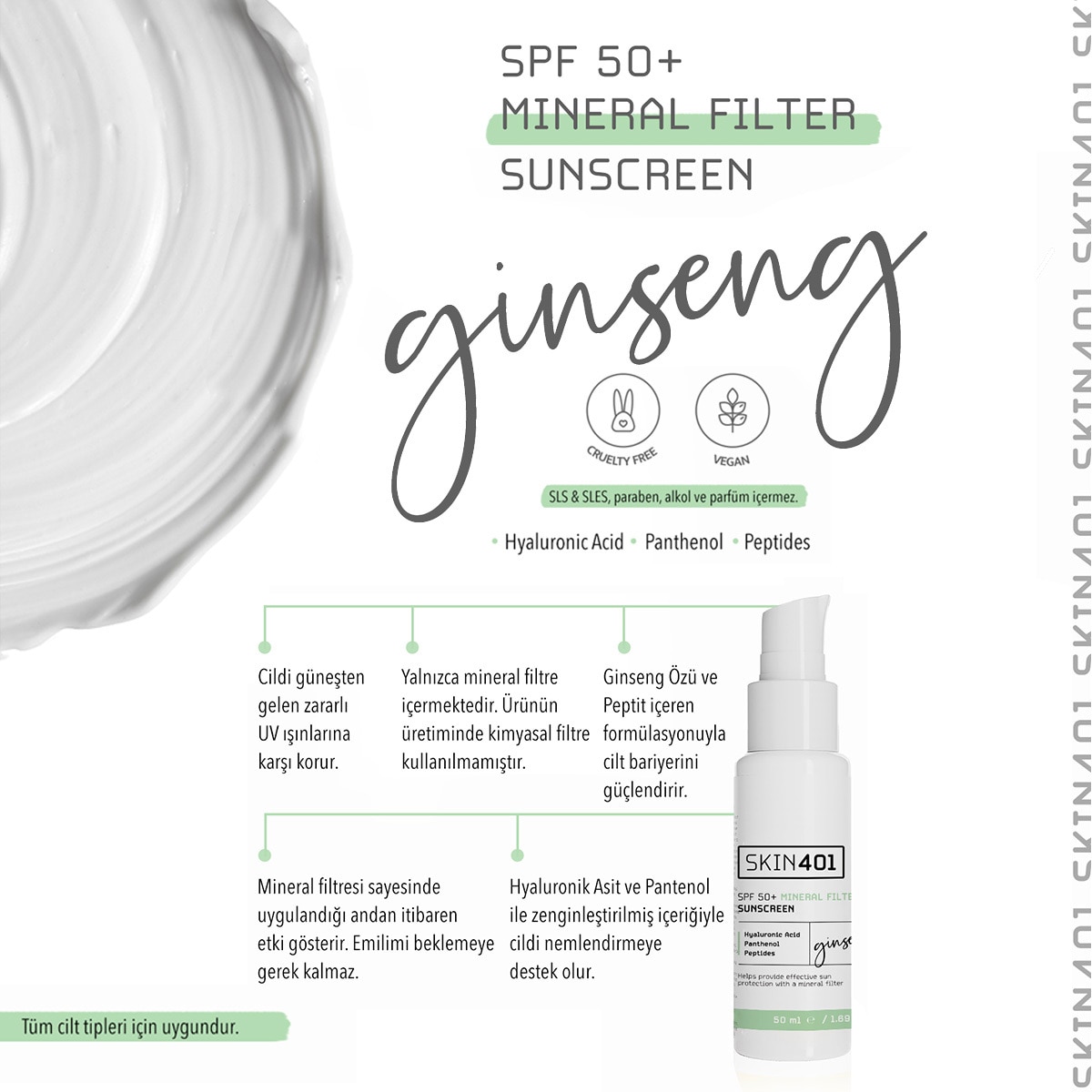  SKIN401 SKIN401 Skin401 Mineral Filtre Güneş Kremi Spf50 50 ml  1 of 4 