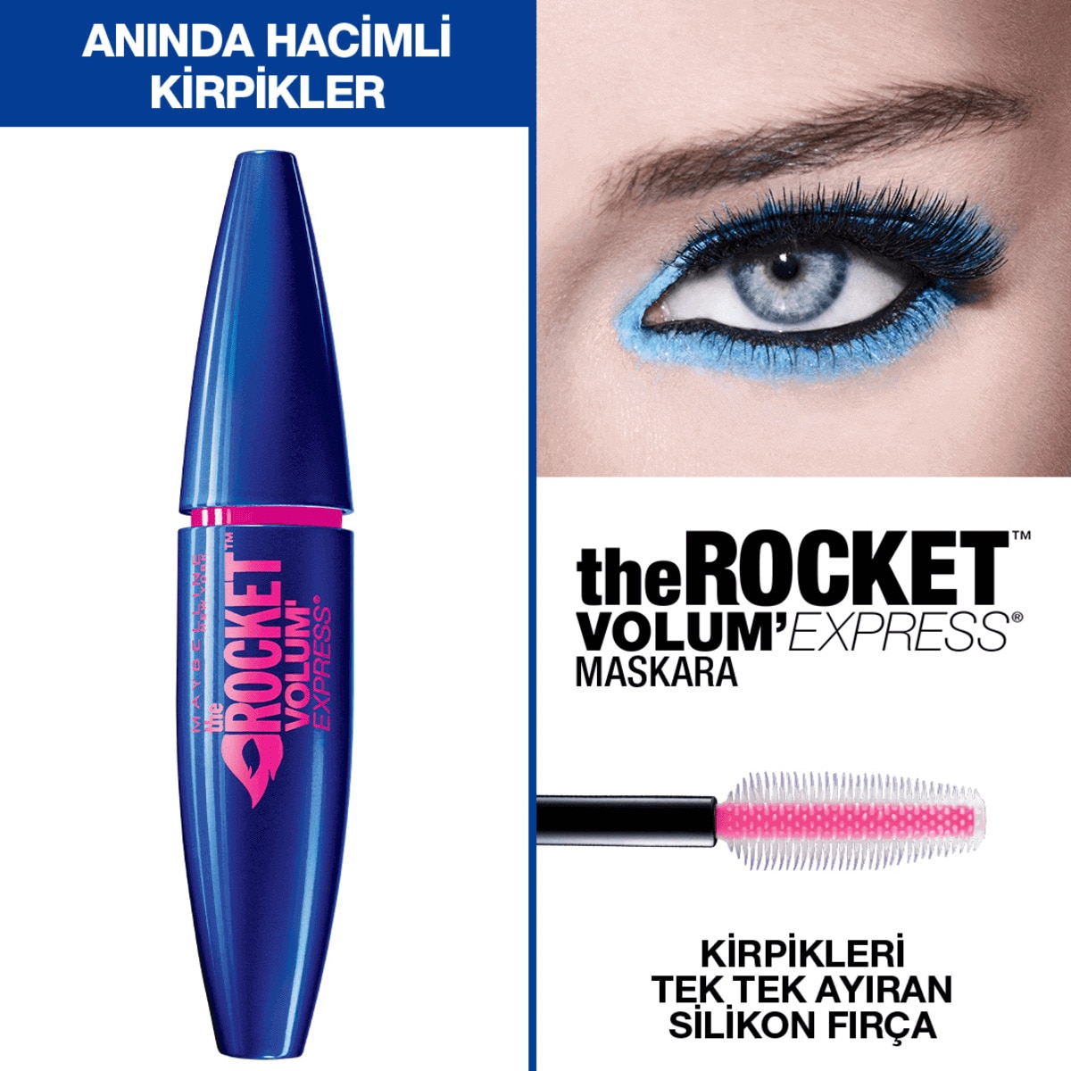  MAYBELLINE MAYBELLINE Maybelline New York Volum Express Rocket Maskara Ekstra Siyah  1 of 4 