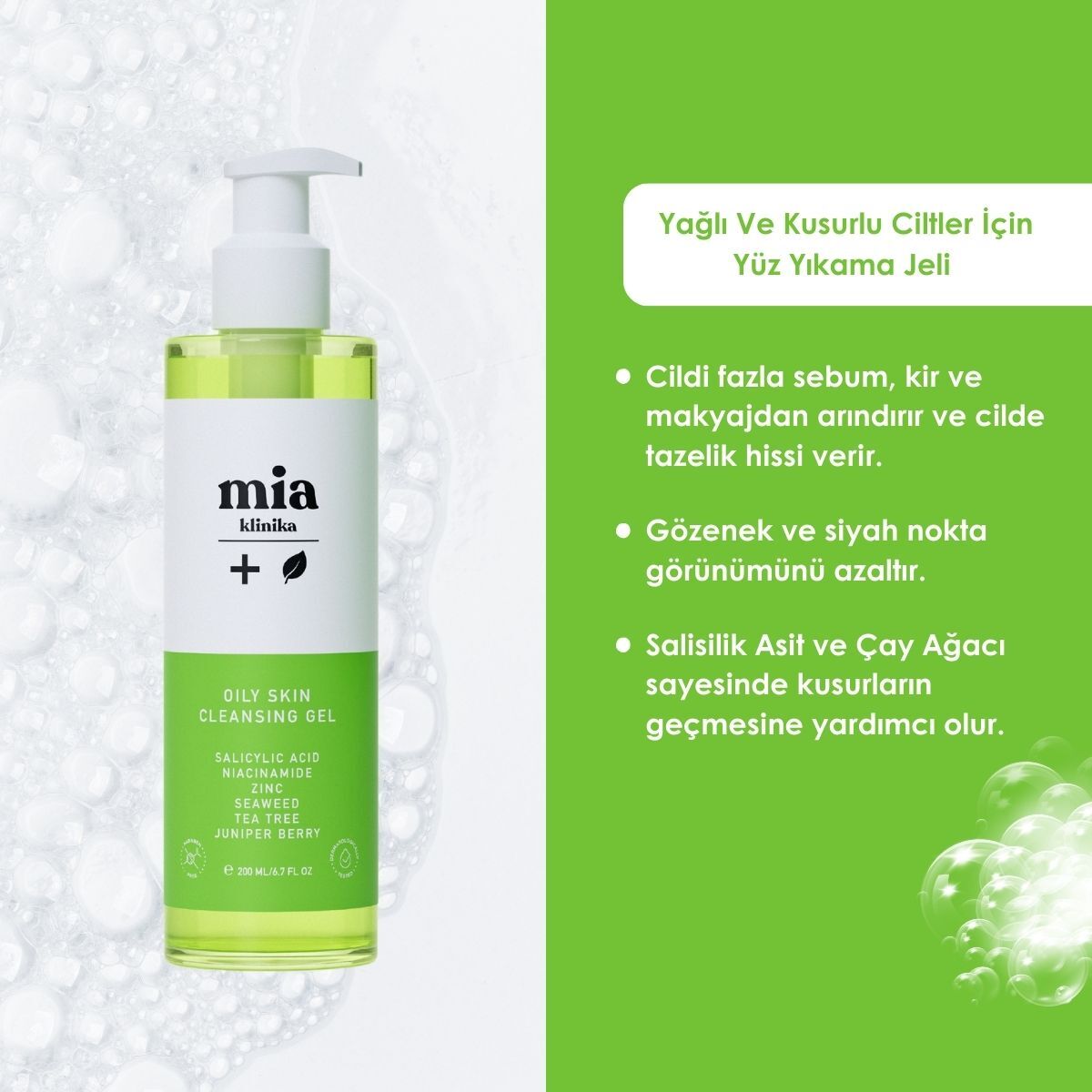  MIA KLINIKA MIA KLINIKA Mia Klinika Yağlı Cilt Yüz Temizleme Jeli 200 ml  1 of 4 