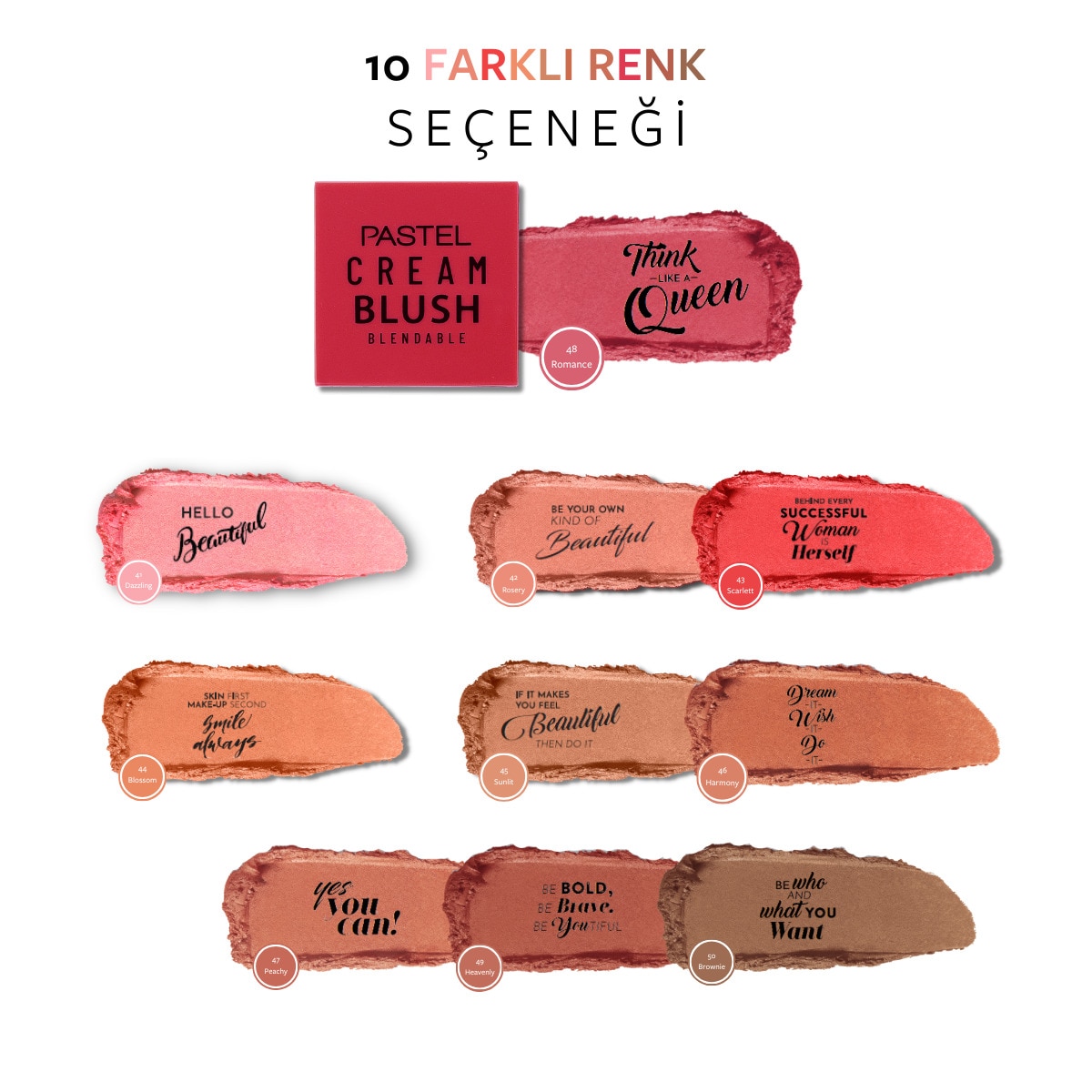  PASTEL PASTEL Pastel Cream Blush Krem Allık 48 Romance  1 of 8 
