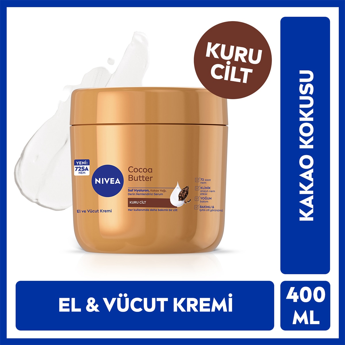  NIVEA SOFT NIVEA SOFT Nivea Cocoa Butter El Ve Vücut Bakım Kremi 400 ml Kuru Ciltler için 72 Saat Nemlendirici  1 of 9 
