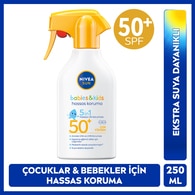  NIVEA SUN NIVEA SUN Nivea Sun SPF50+ Bebek Ve Çocuklara Özel Hassas Güneş Koruyucu Sprey Ekstra Suya Dayanıklı 250 ml 
