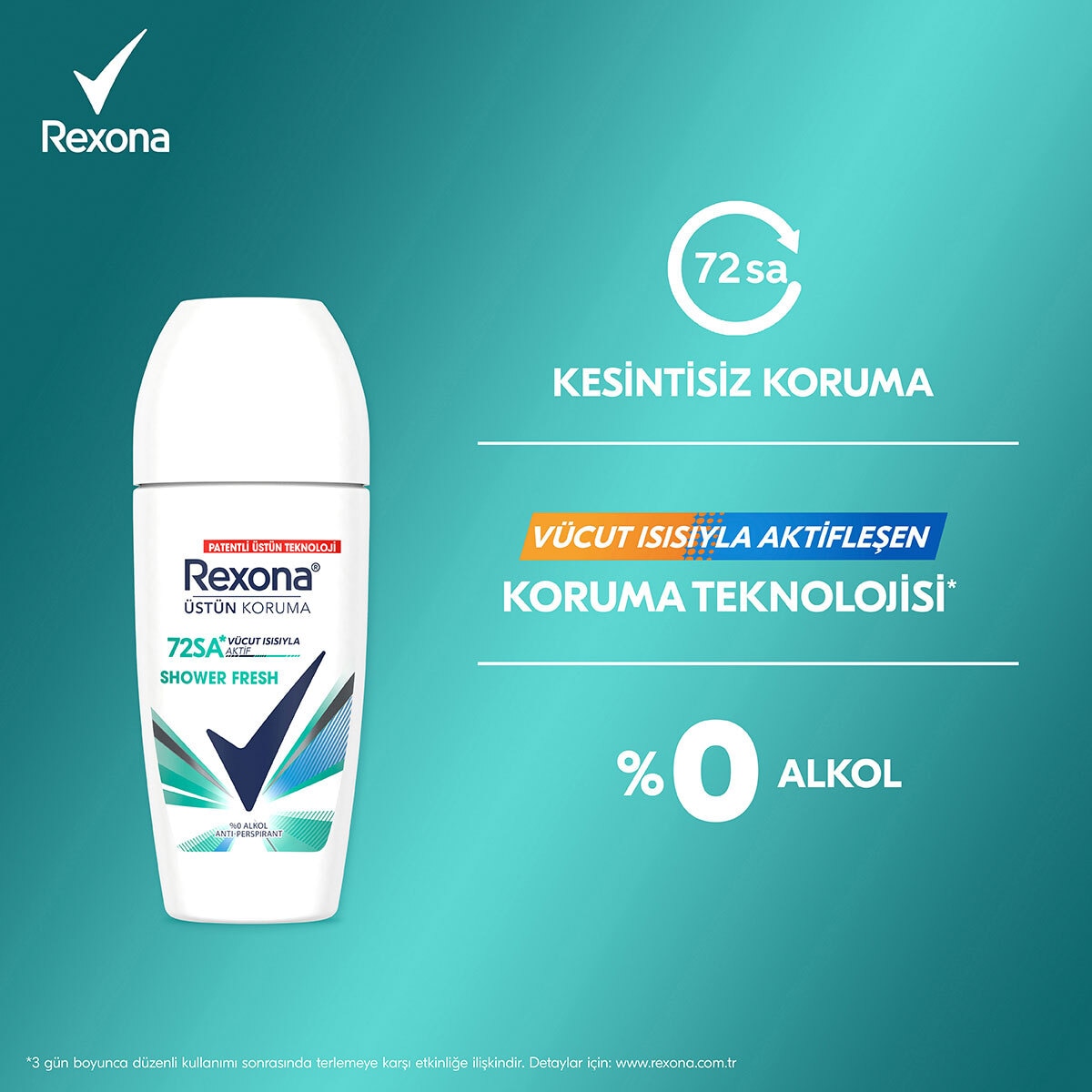 REXONA REXONA Rexona Üstün Koruma Kadın Roll On Deodorant Shower Fresh 72 Saat Kesintisiz Koruma 50 ml 1 of 9