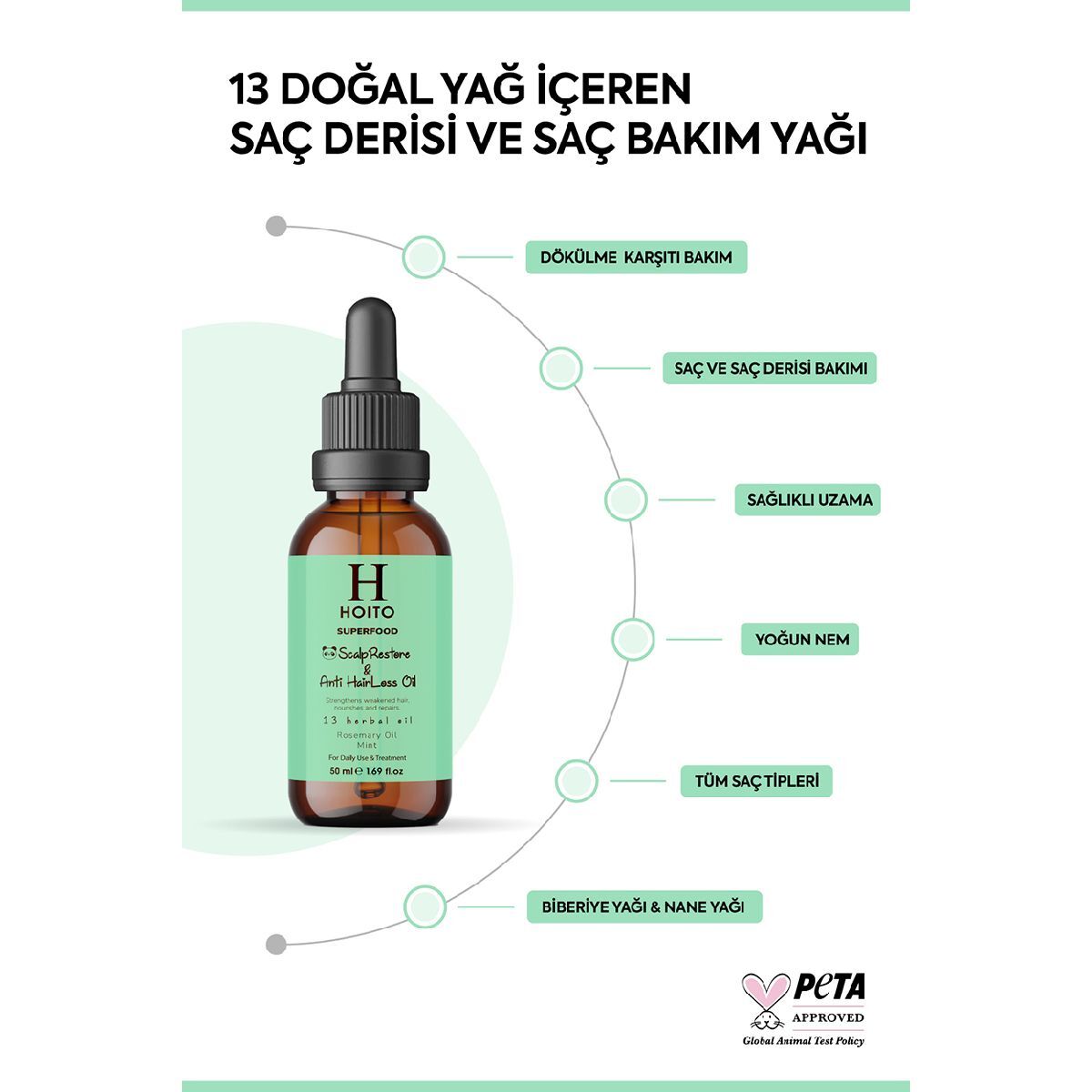  HOITO HOITO Hoito Superfood Biberiye & Nane Saç Yağı 50 ml  1 of 3 