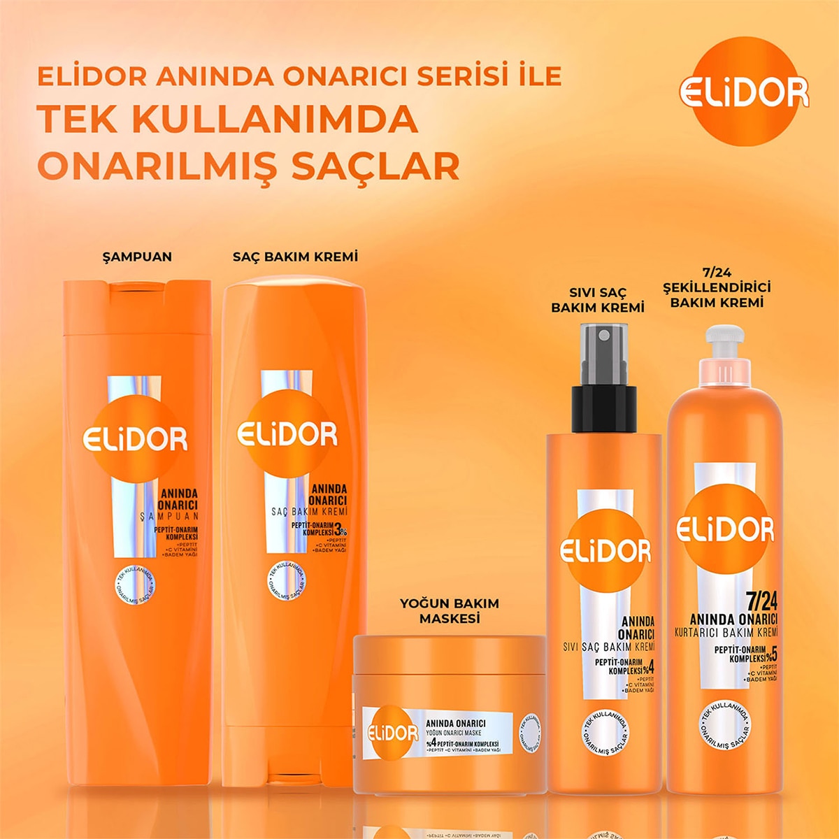  ELİDOR ELİDOR Elidor 7/24 Kurtarıcı Saç Bakım Kremi Anında Onarıcı Yıpranmış Saçlar 240 ml  1 of 9 