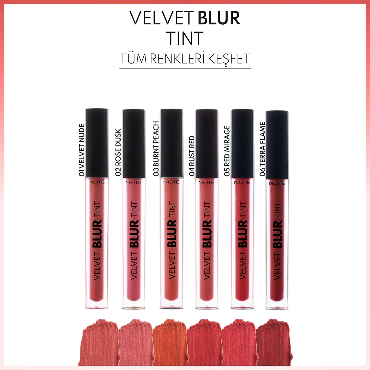  NOTE NOTE Note Velvet Blur Tint Kadife Bitişli Nemlendirici Mat Ruj 01 Velvet Nude  1 of 5 