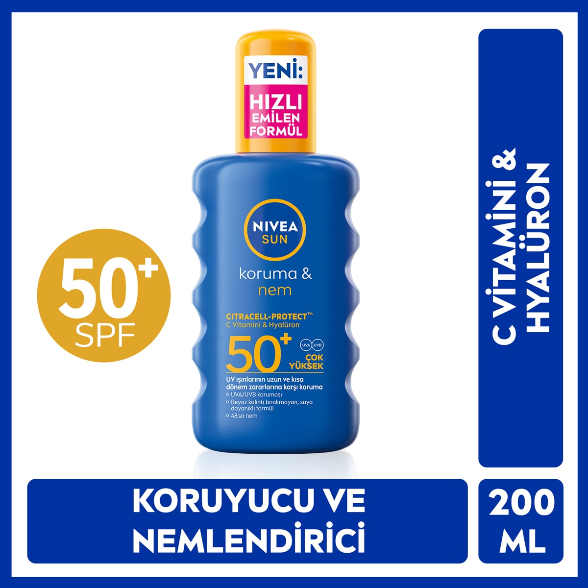 NIVEA SUN NIVEA SUN Nivea Sun SPF 50+ Koruma & 48 Saat Nemlendirme Güneş Kremi 200 ml Sprey  1 of 1 Nivea Sun SPF 50+ Koruma & 48 Saat Nemlendirme Güneş Kremi 200 ml Sprey
