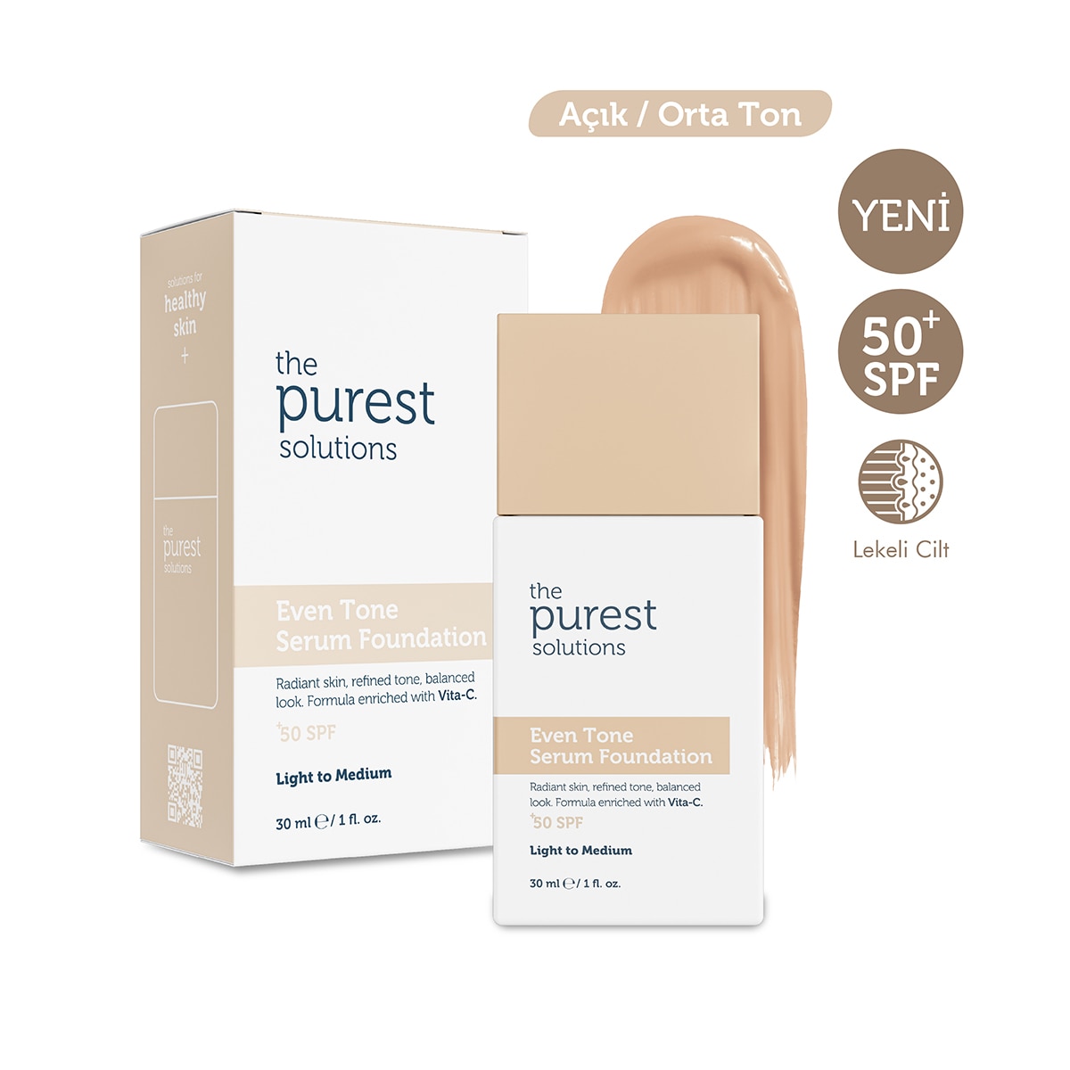  THE PUREST SOLUTIONS THE PUREST SOLUTIONS EXC. The Purest Solutions Tone Serum Fondöten Light 30 ml 