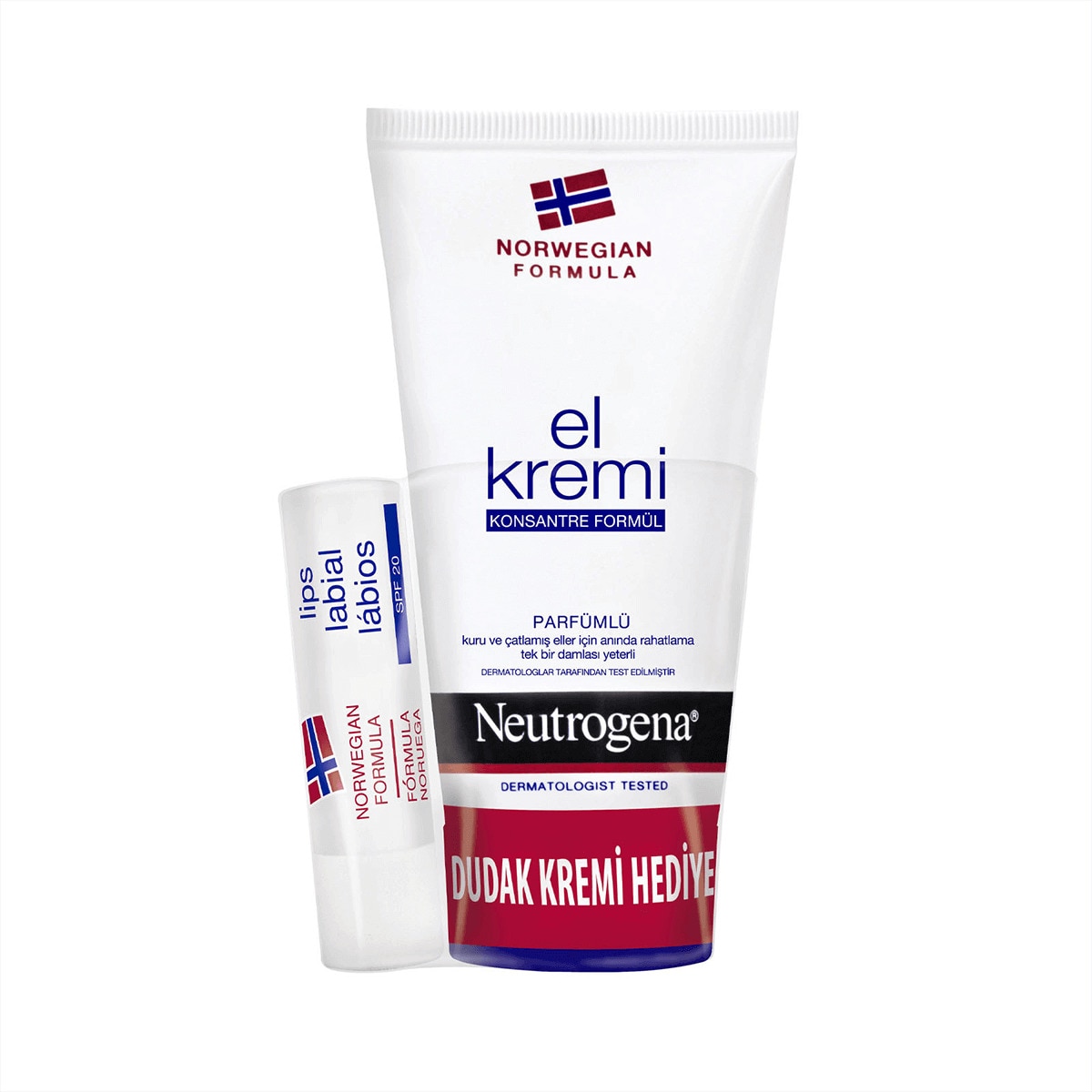  NEUTROGENA NEUTROGENA Neutrogena El Kremi 75 ml + Hediye Dudak Nemlendiricisi Seti Parfümlü  1 of 1 