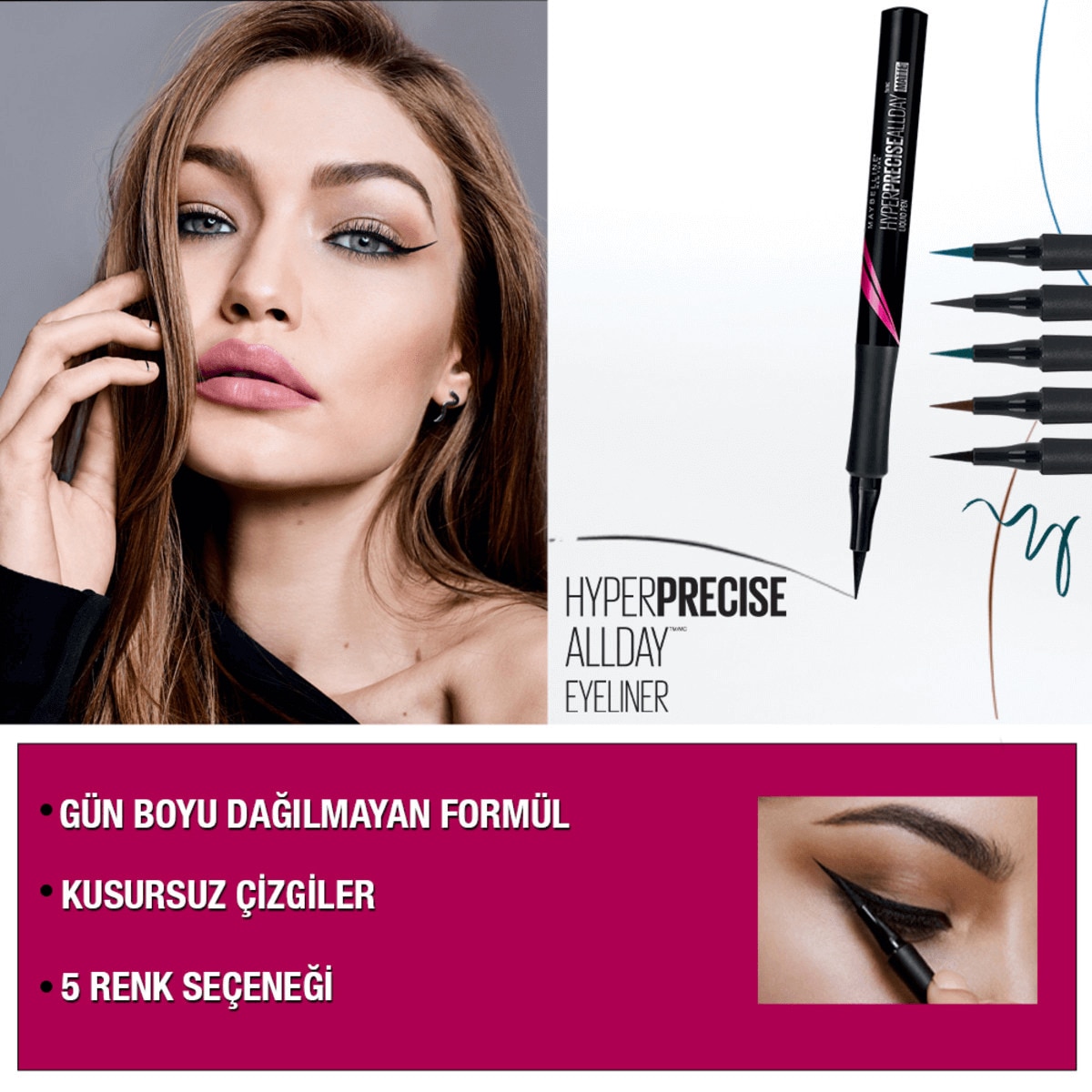 MAYBELLINE MAYBELLINE Maybelline New York Hyper Precise Eyeliner 001 Forest Kahverengi 1 of 5