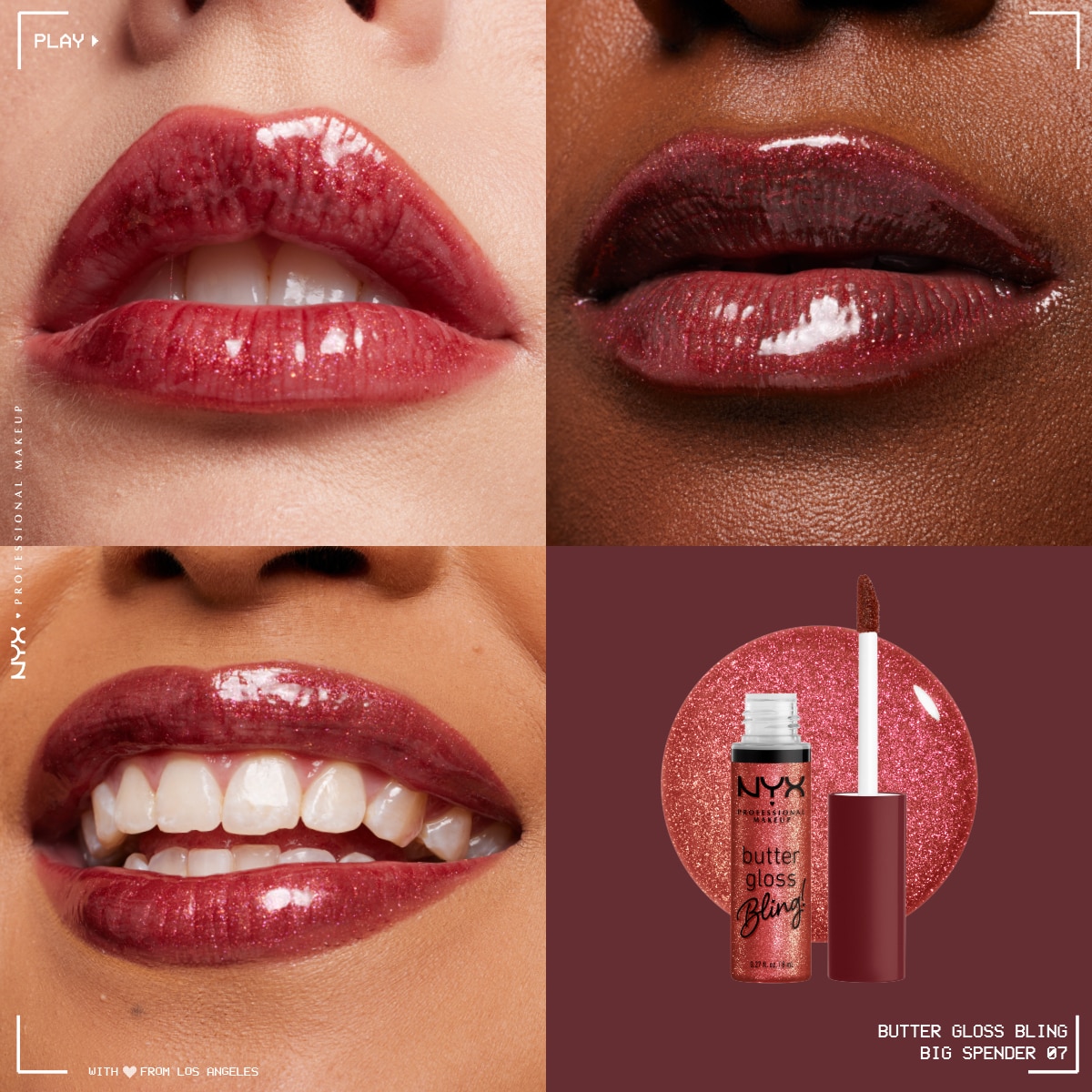  NYX NYX Nyx Professional Makeup Butter Gloss Bling Işıltılı Dudak Parlatıcısı 07 Big Spender  1 of 7 