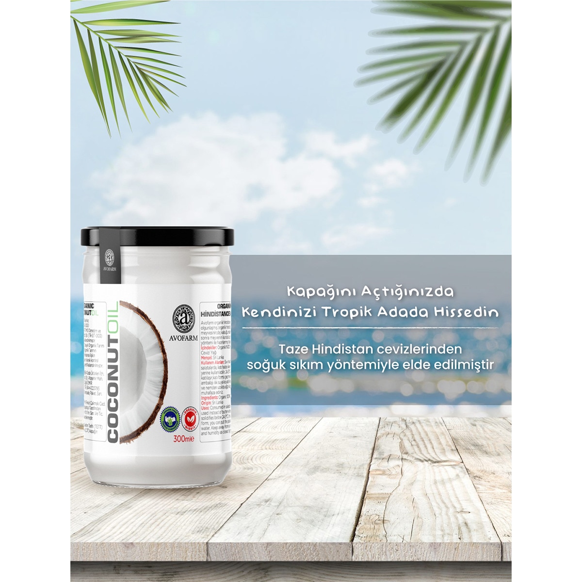 ARİFOĞLU AVOFARM EXC. Avofarm Organik Hindistan Cevizi Yağı 300 ml 1 of 3