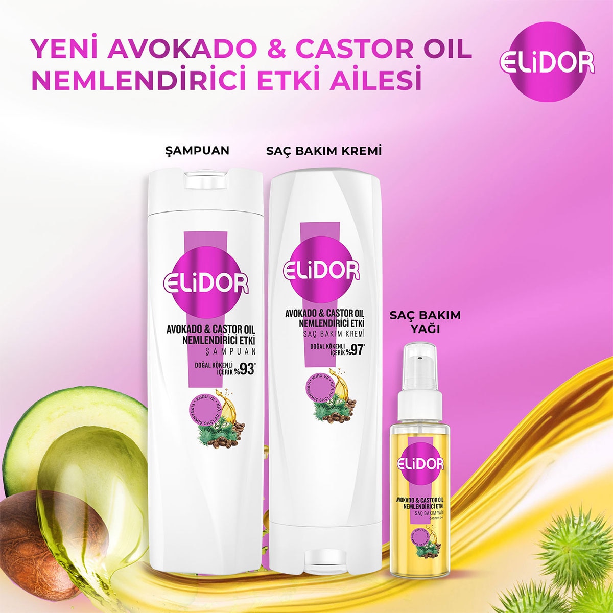  ELİDOR ELİDOR Elidor Şampuan Avokado & Castor Yağı 400 ml  1 of 7 