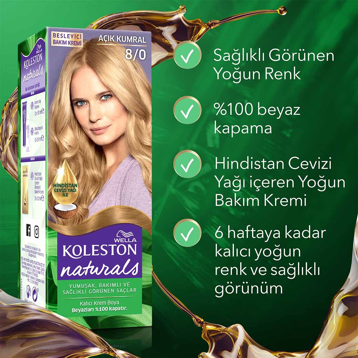  KOLESTON NATURALS KOLESTON NATURALS Wella Koleston Naturals Saç Boyası 8/0 Açık Kumral  1 of 7 