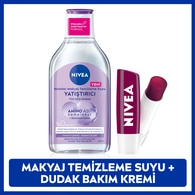  NIVEA VISAGE EXC. NIVEA VISAGE EXC. Nivea Yatıştırıcı Micellar Makyaj Temizleme Suyu 400 ml + Böğürtlen Nemlendirici Dudak Bakım Kremi 4,8 g Set  1 of 1 