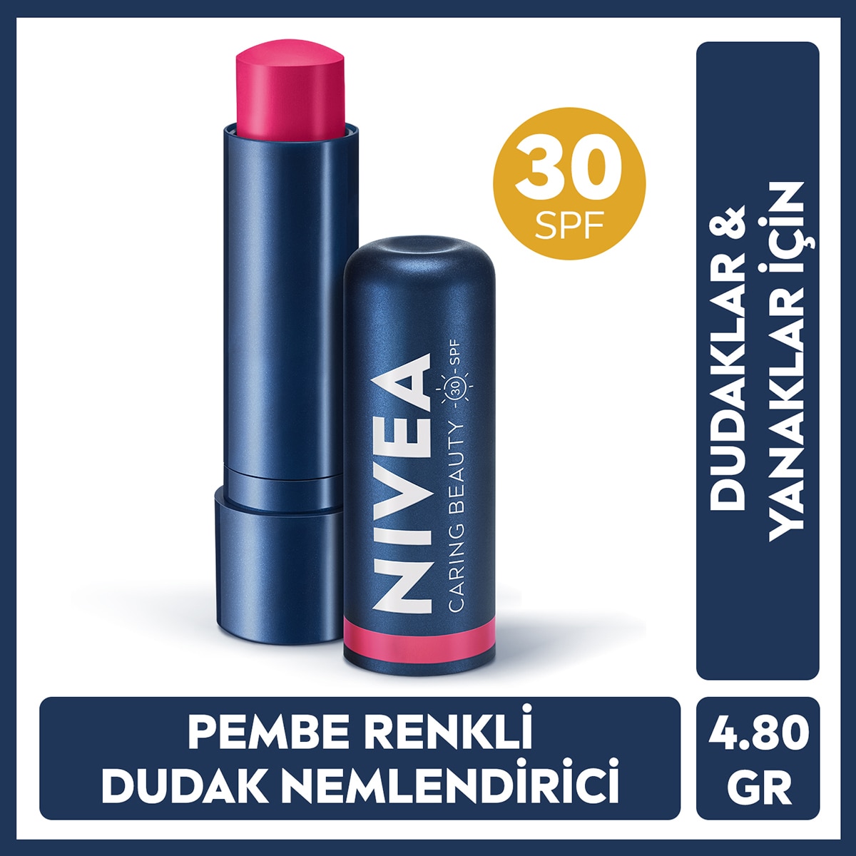 NIVEA LIP CARE NIVEA LIP CARE Nivea Renkli Dudak Bakım Kremi Pembe 4,8 g SPF30 E Vitamini Dudak ve Yanaklar İçin 1 of 6
