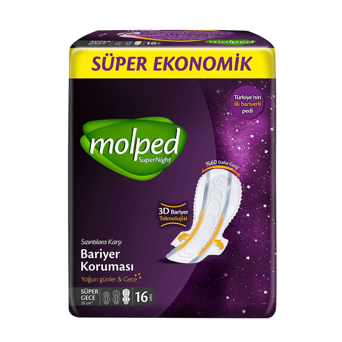  MOLPED MOLPED Molped Supernight Süper Gece Super Ekonomik Ped 16 Adet  1 of 5 