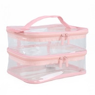  MIINE MIINE Miine Makyaj Çantası Pvc Pembe Çift Katlı  1 of 2 