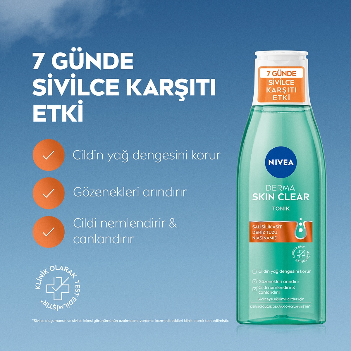  NIVEA VISAGE NIVEA VISAGE Nivea Derma Skin Clear Sivilce Karşıtı Tonik 200 ml  1 of 7 