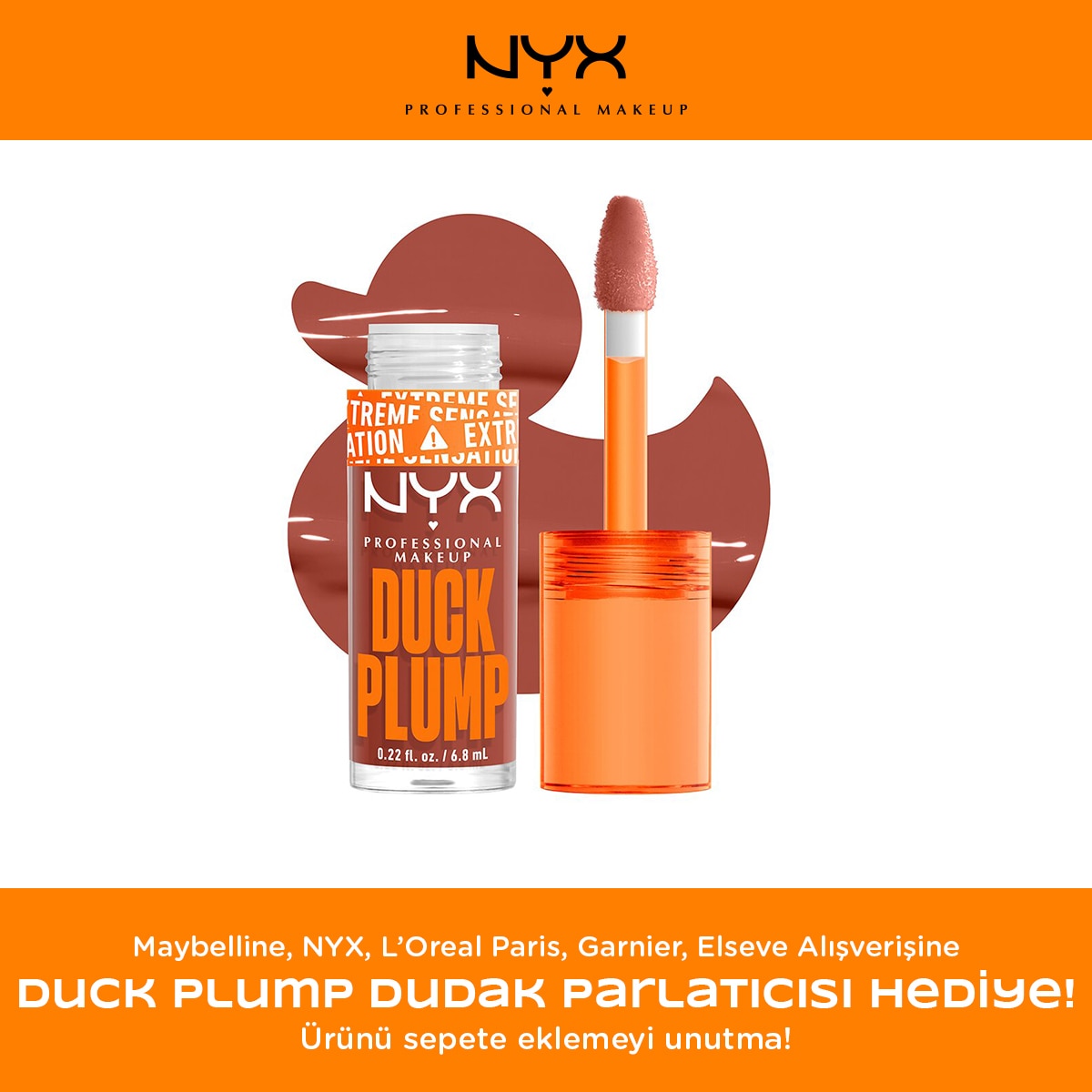 NYX NYX Maybelline, NYX, L’Oreal Paris, Garnier, Elseve alışverişine Nyx Duck Plump Dudak Parlatıcısı 05 Brown of Applause HEDİYE! 1 of 1