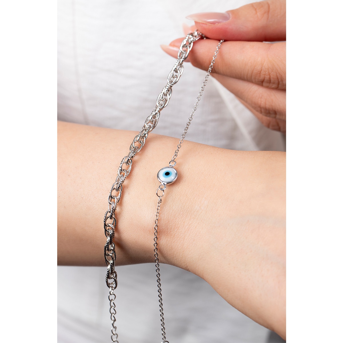  undefined VOLENIA Volenia Zincir Bileklik  Gümüş Renk 3'lü  1 of 5 