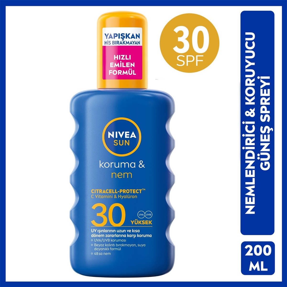 NIVEA SUN NIVEA SUN Nivea Sun SPF30 Güneş Koruyucu & 48 Nemlendirici Güneş Kremi 200 ml Sprey 1 of 8