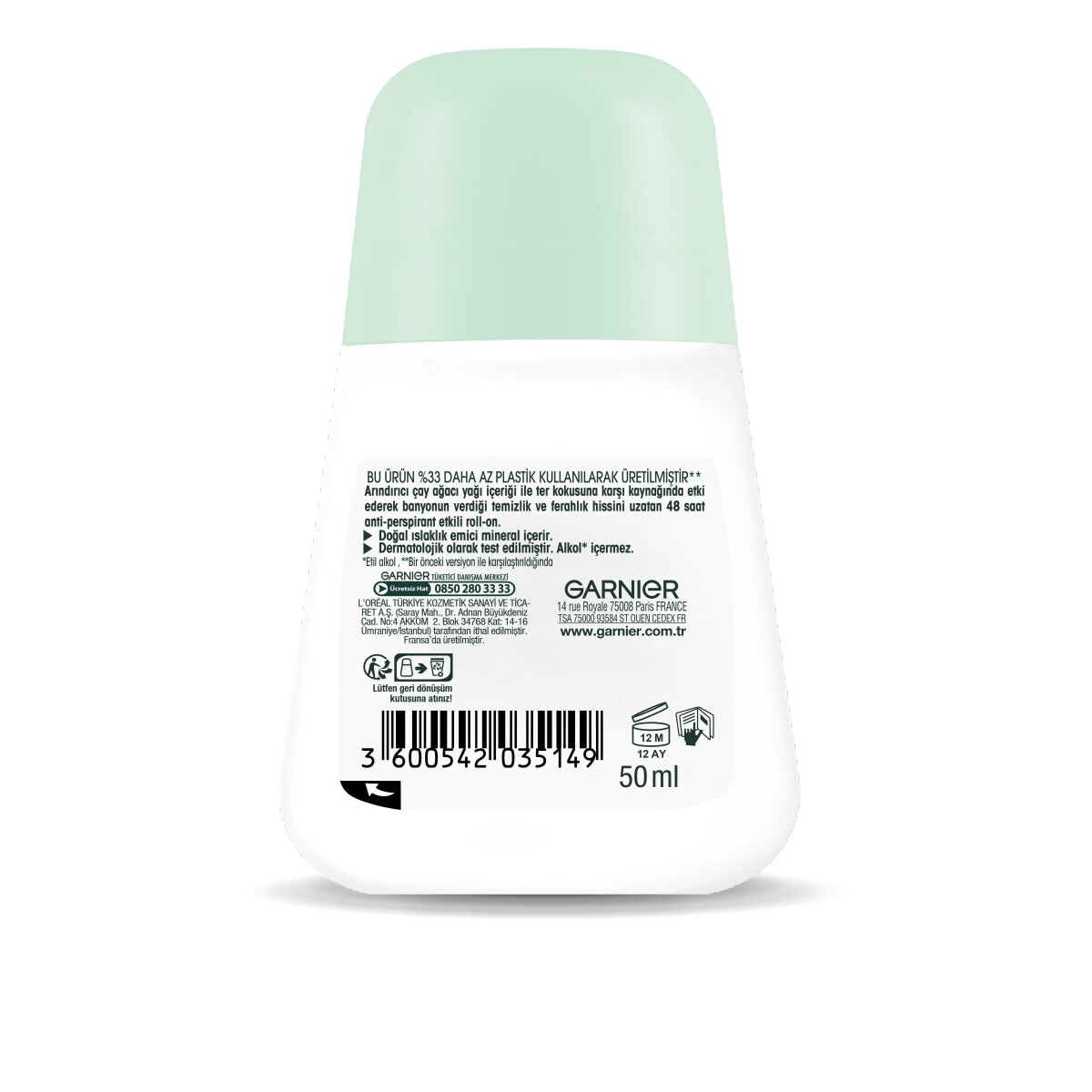 GARNIER GARNIER Garnier Mineral Saf ve Temiz Roll-On Deodorant  1 of 8 