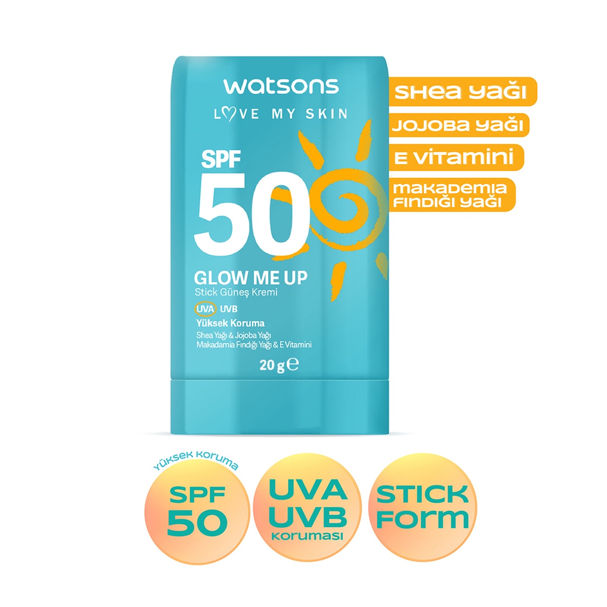  WATSONS WATSONS Watsons Glow Me Up SPF50 Sun Stick 20 g  1 of 2 