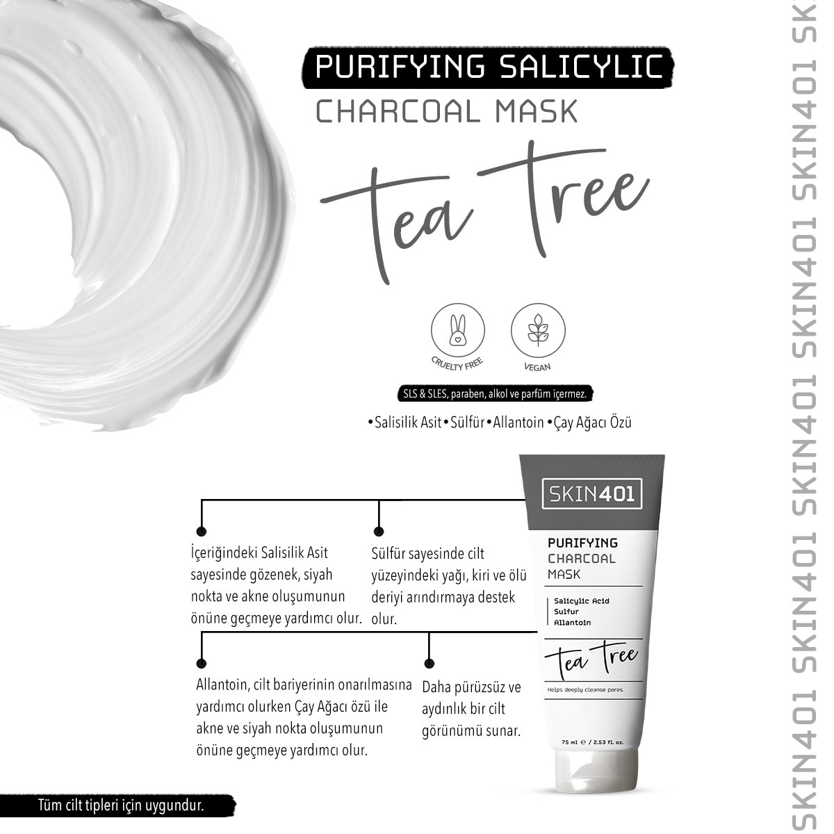  SKIN401 SKIN401 Skin401 Arındırıcı Sülfür & Kömür Maskesi 75 ml  1 of 4 