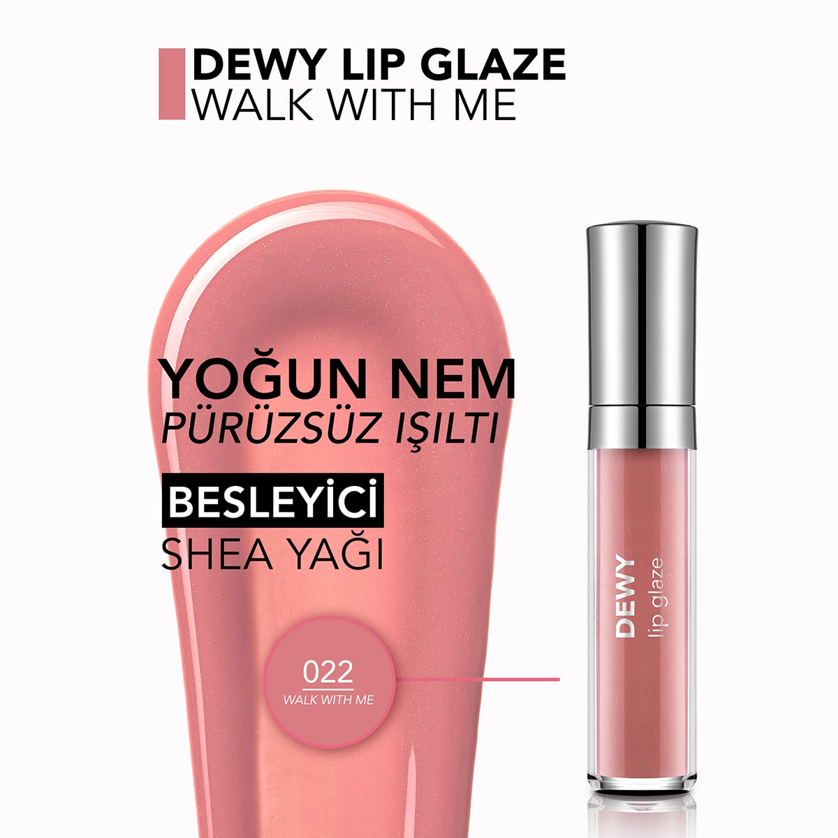 FLORMAR FLORMAR Flormar Dewy Lip Glaze Nemlendirici Dudak Parlatıcısı No: 022 Walk With Me 1 of 8