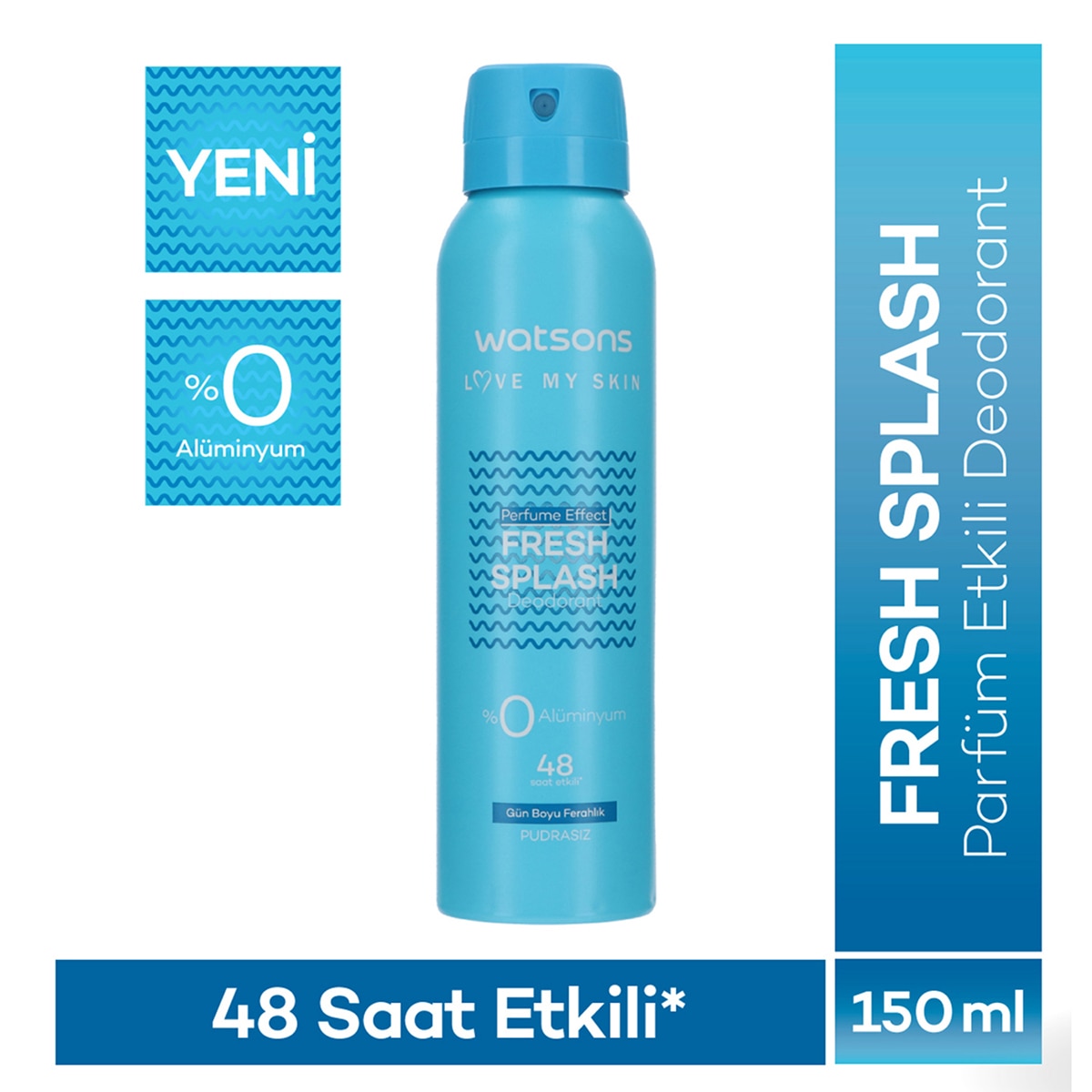  WATSONS WATSONS Watsons Fresh Splash Deodorant Sprey Pudrasız 150 ml  1 of 1 Watsons Fresh Splash Deodorant Sprey Pudrasız 150 ml