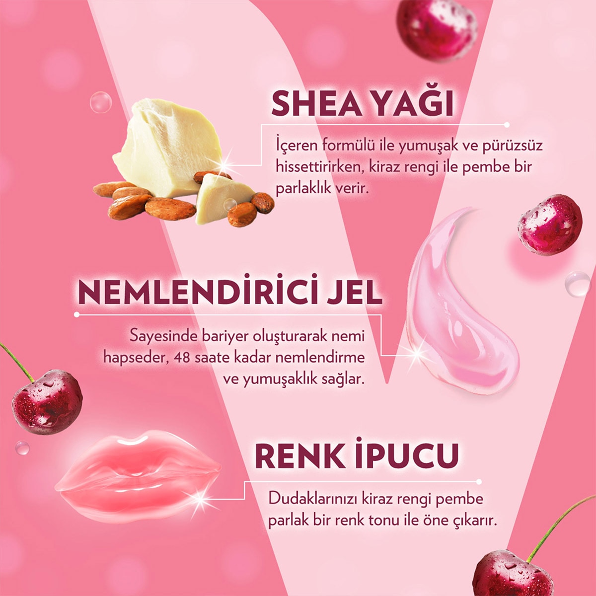  VASELINE VASELINE Vaseline Cherry Dudak Bakım Kremi ve Dudak Parlatıcısı 4.8 g  1 of 9 