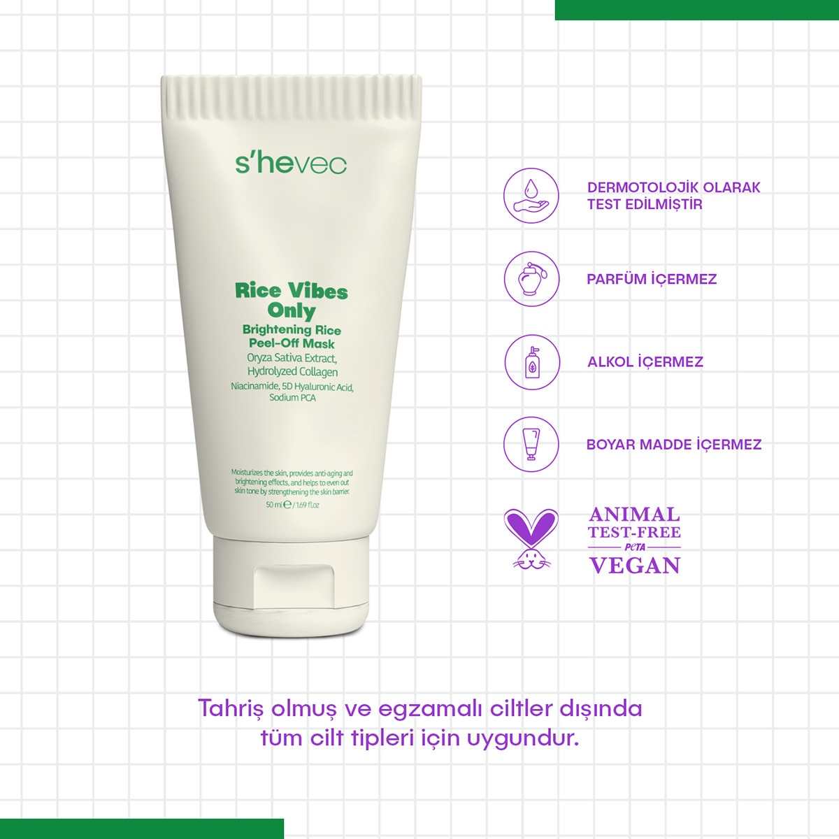  SHE VEC SHE VEC SHE VEC RICE VIBES ONLY AYDINLATICI MASKE 50ML  1 of 5 