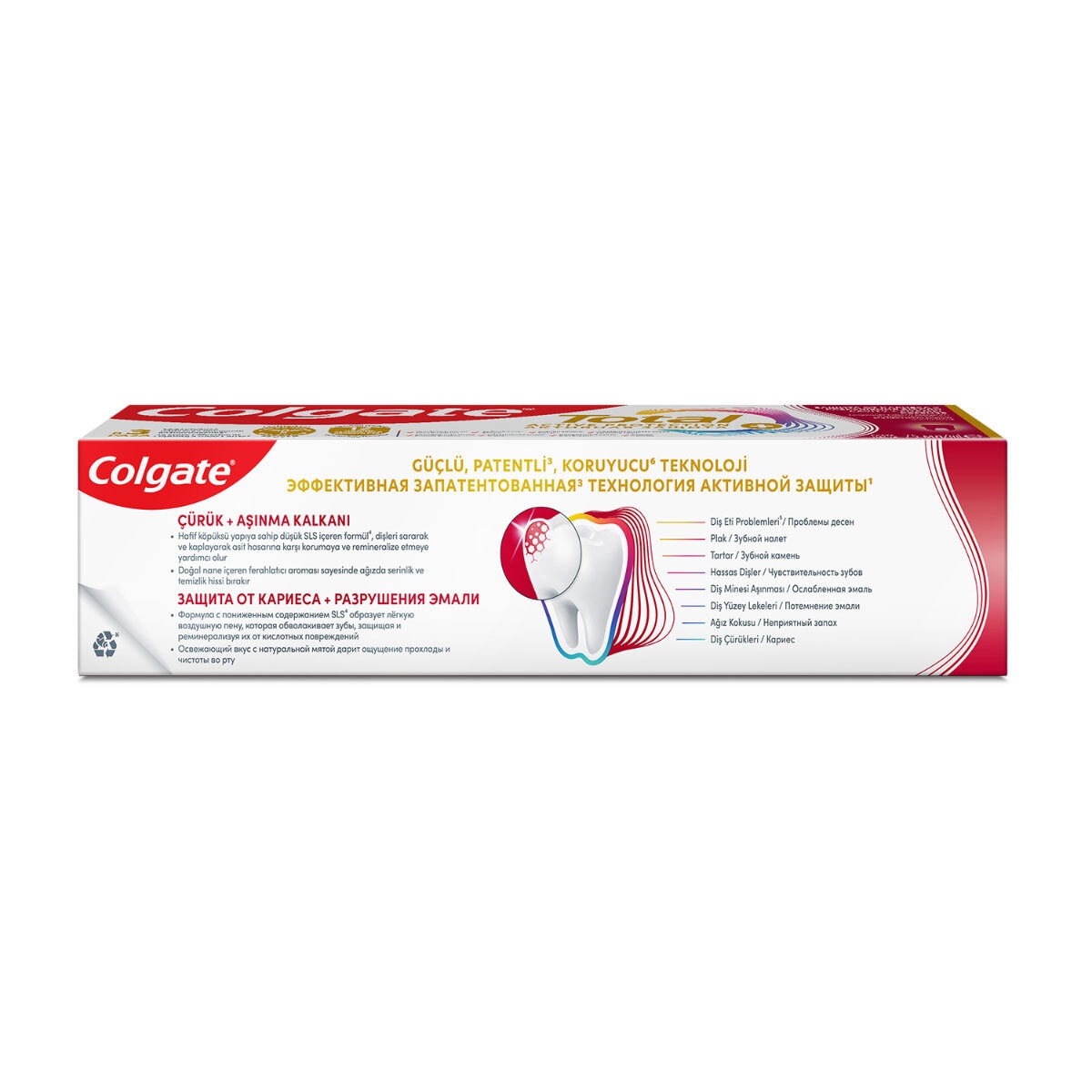 COLGATE COLGATE Colgate Total Aktif Koruma Çürük + Aşınma Diş Macunu 75 ml 1 of 4