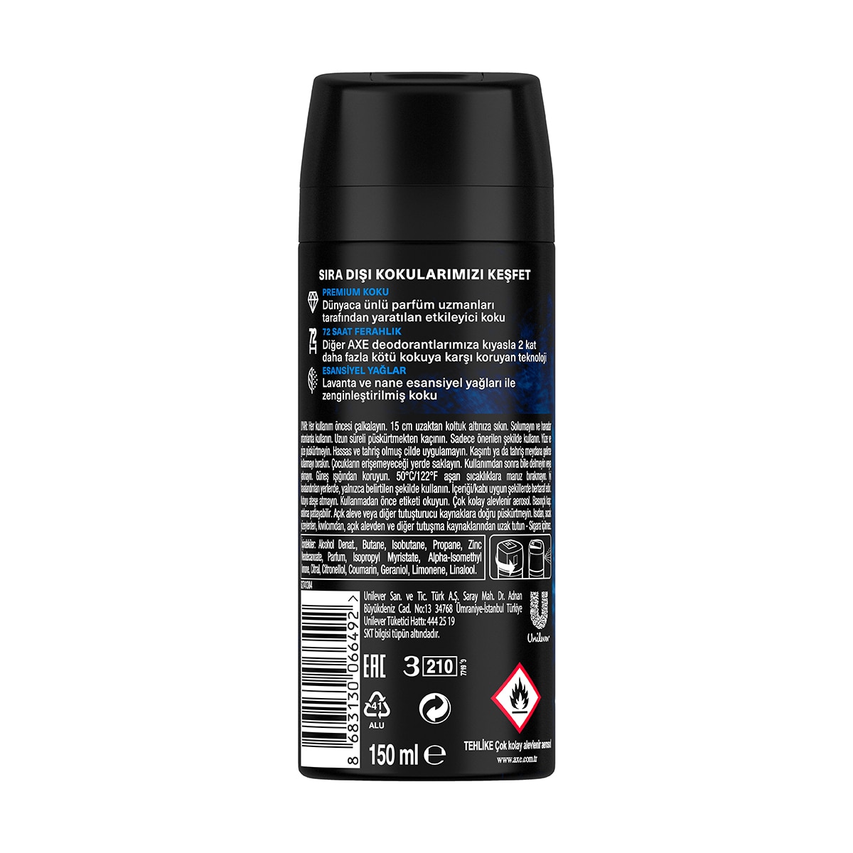  AXE AXE Axe Premium Collection Erkek Sprey Deodorant Blue Lavender 72 Saat Ferahlık 150 ml  1 of 9 